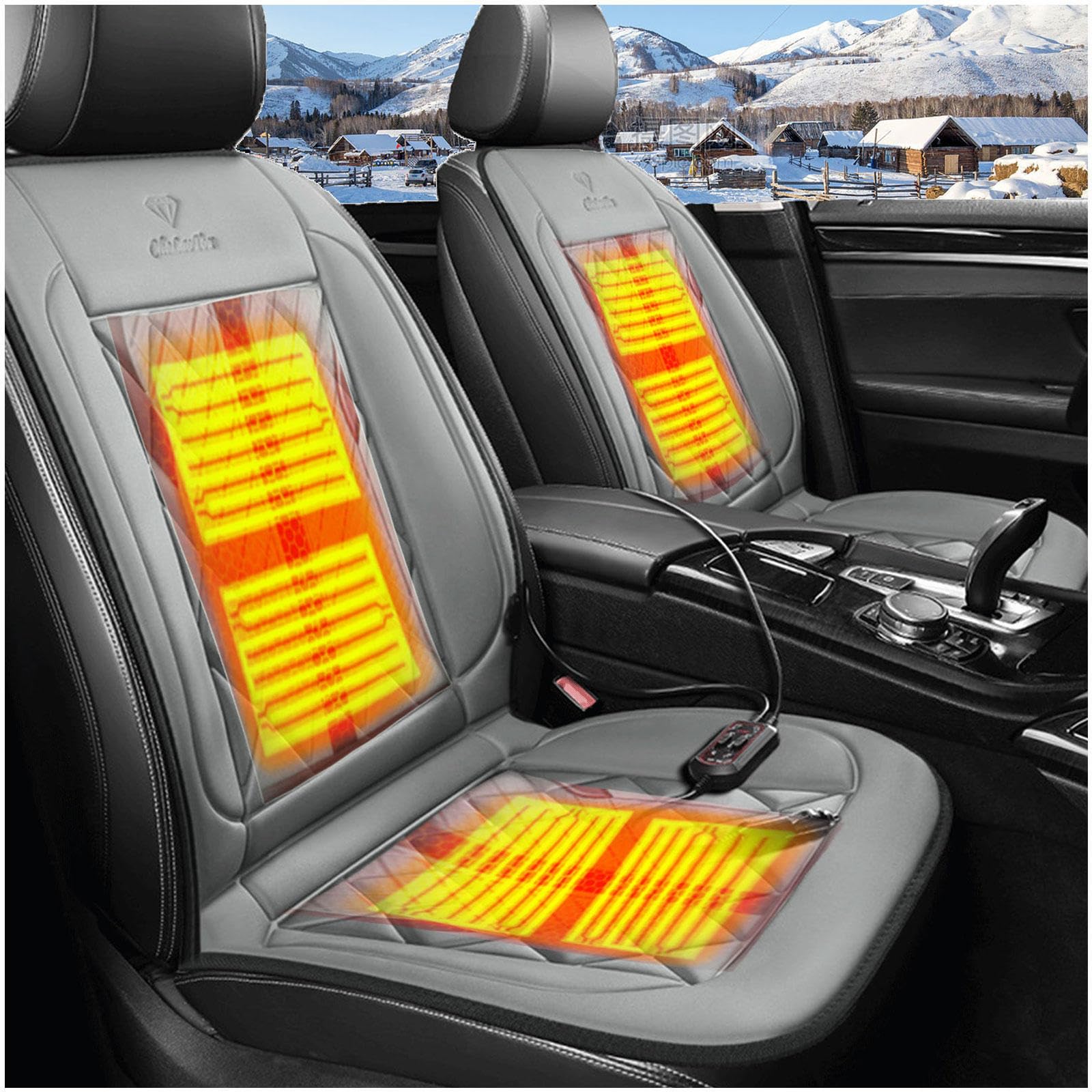 Wizvox 12V Sitzheizung Auto, rutschfest, Hitze Mit ZigarettenanzüNder, Einstellbare Temperatur Car Seat Cover, füR Den Einsatz Im Auto Geeignet,Gray von Wizvox