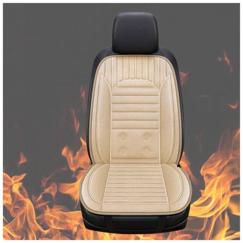 Wizvox 12V Sitzheizung Auto, rutschfest Und VerschleißFest, Einstellbare Temperatur, 30 °C–65 °C Sitzschoner Auto Vordersitze, Compatible with 95% of Cars,Beige-Singleseater von Wizvox