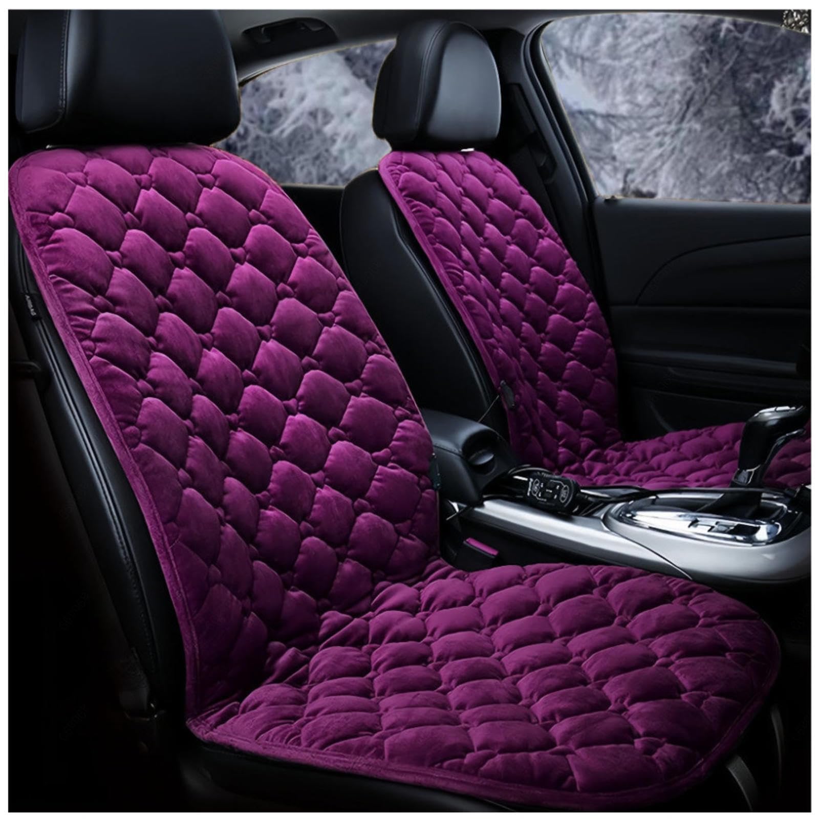 Wizvox 12V Sitzheizung Auto 12v, Schnelle ErwäRmung, Bequem Und Atmungsaktiv, rutschfest Sitzschoner Auto Vordersitze, füR Auto, Home Office,Purple-Doubleseater von Wizvox