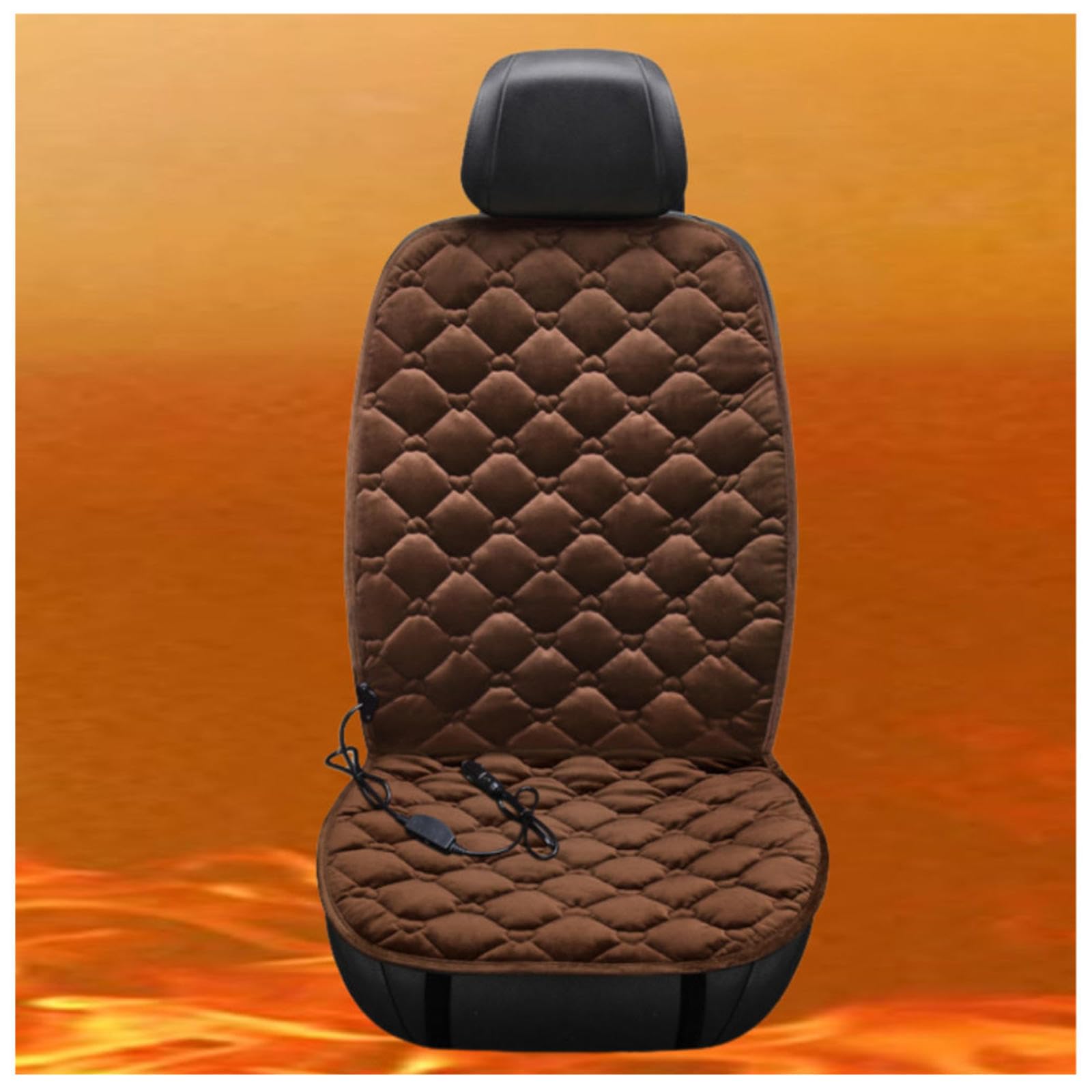 Wizvox 12V Sitzheizung Auto Auflage, Dreistufige Heizung, Leistungsschutz, rutschfest Und VerschleißFest Car Seat Cover, Passend füR Die Meisten Autos,Brown-Singleseater von Wizvox