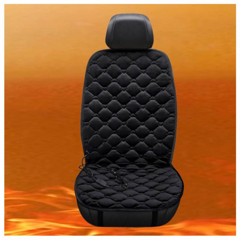 Wizvox 12V Sitzheizung Auto Auflage, Dreistufige Heizung, rutschfest Und VerschleißFest, Warm SitzbezüGe Auto Vorne, füR Den Einsatz Im Auto Geeignet,Black-Singleseater von Wizvox