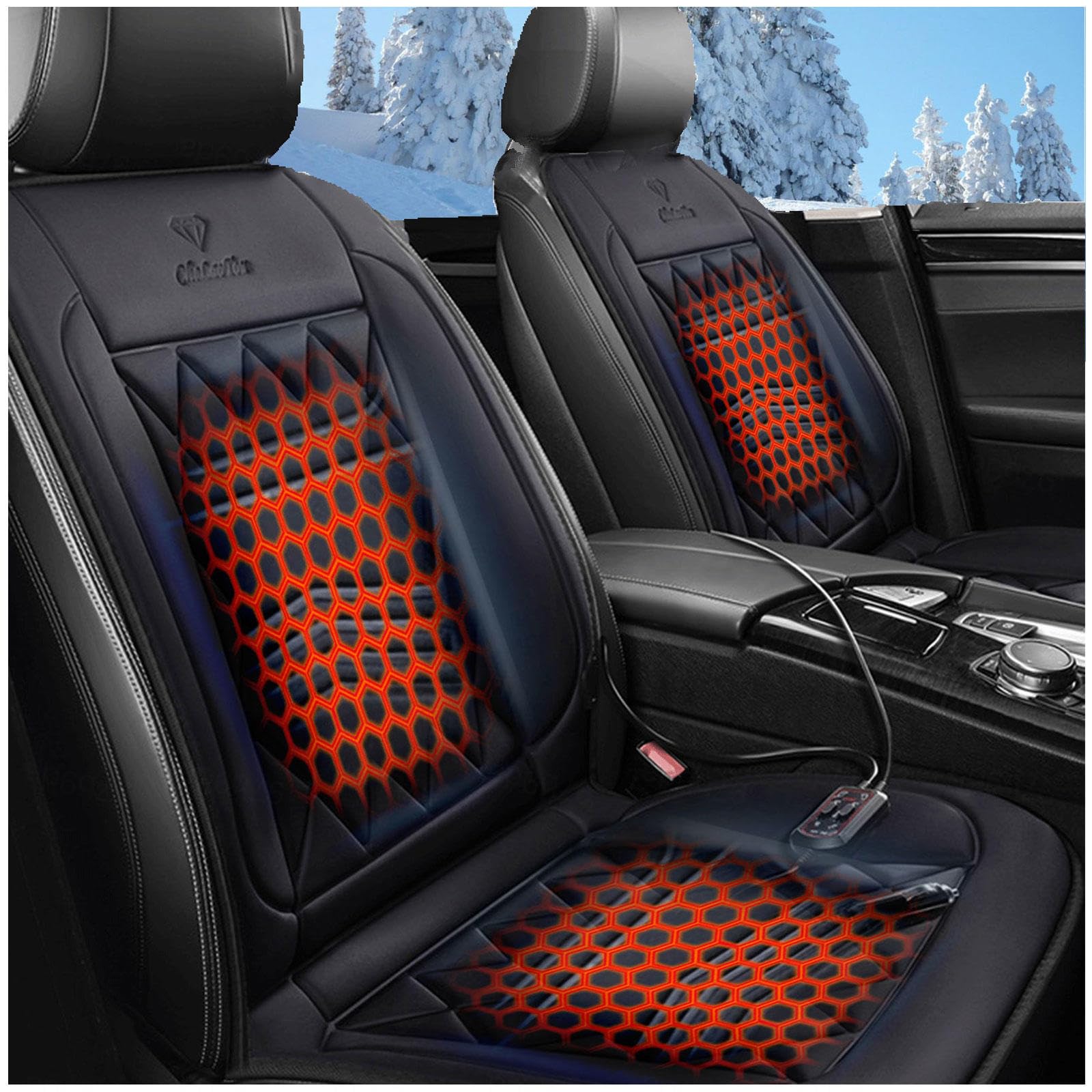 Wizvox 12V Sitzheizung Auto Auflage, rutschfest, Schnelles Aufheizen Mit DREI Geschwindigkeiten Car Seat Cover, füR Fahrzeuge,BüRo,Black von Wizvox