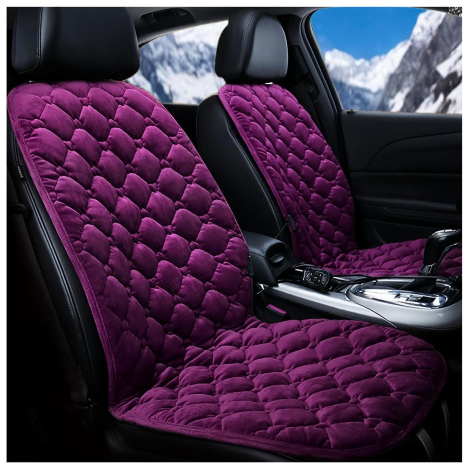 Wizvox 12V Sitzheizung Auto Auflage, rutschfest, Schnelles Aufheizen Mit DREI Geschwindigkeiten Sitzschoner Auto Vordersitze, füR Kalte Tage Warm Halten,Purple-Doubleseater von Wizvox