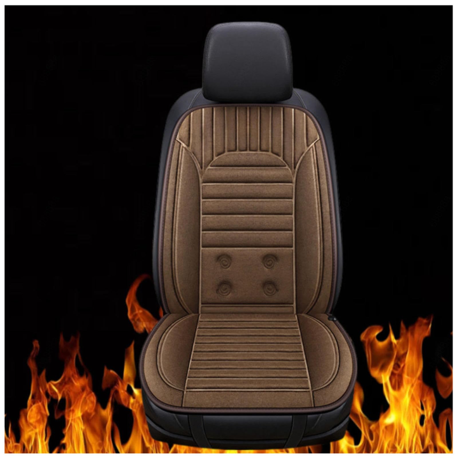 Wizvox 12V Sitzheizung Auto Auflage 12v, Dreistufige Heizung, rutschfest Und VerschleißFest, Warm Autositzschoner, füR Kalte Tage Warm Halten,Coffee-Singleseater von Wizvox