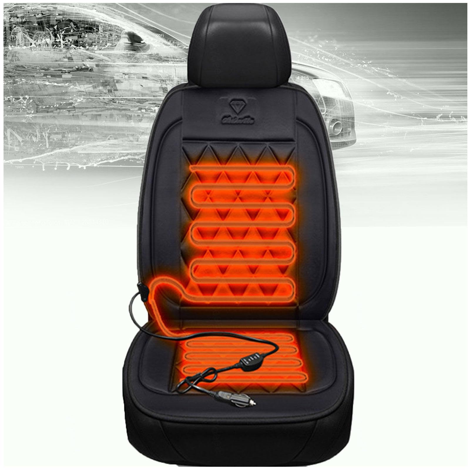 Wizvox 12V Sitzheizung Auto Auflage 12v, Schnelle ErwäRmung, Bequem Und Atmungsaktiv, rutschfest SitzbezüGe Auto Vorne, Compatible with 95% of Cars,Black von Wizvox