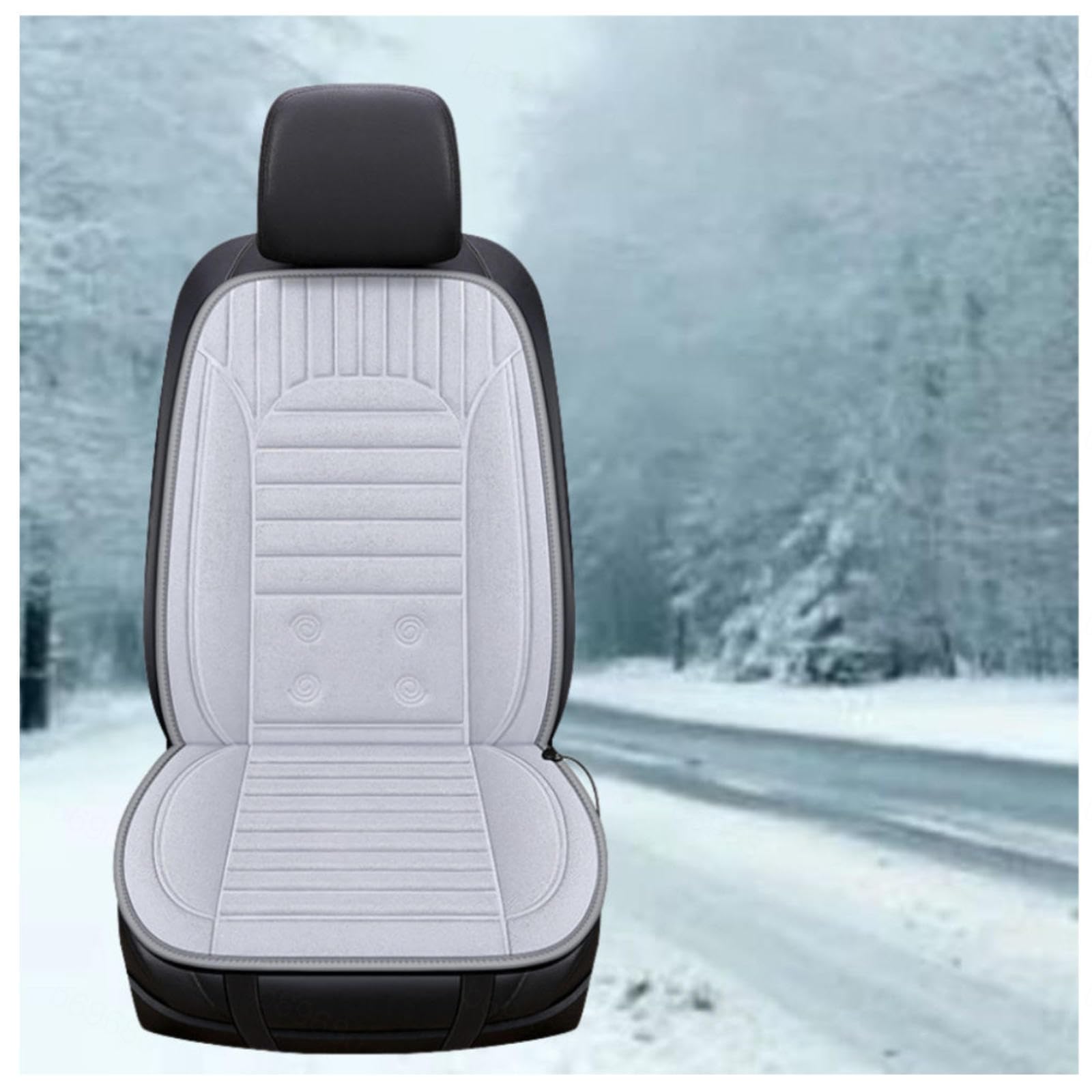 Wizvox 12V Sitzheizung Auto Auflage 12v ZigarettenanzüNder, rutschfest Und VerschleißFest, Einstellbare Temperatur, 30 °C–65 °C Car Seat Cover, Compatible with 95% of Cars,Gray-Singleseater von Wizvox