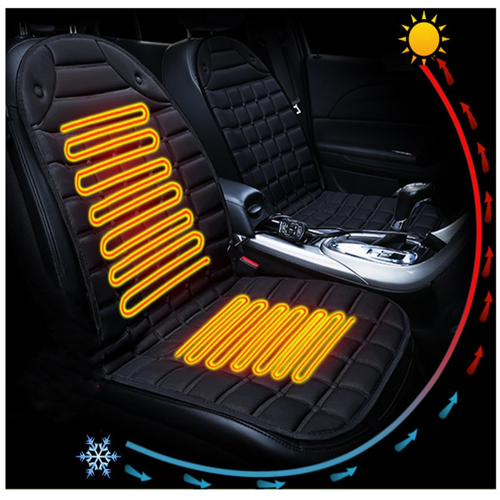 Wizvox Auto Sitzkissen 12v/24v Abnehmbar Ergonomisch Sitzbezug Professionelle Allgemeine Zwecke Sitzschoner Auto Vordersitze Zum Fahren Geeignet -0313 von Wizvox