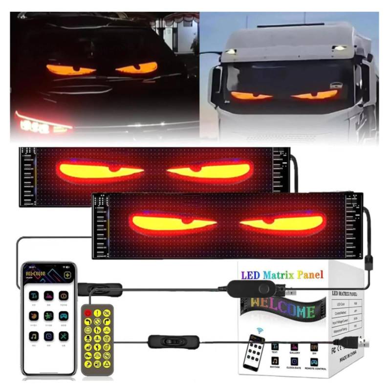 Wizvox lkw augen led, Bluetooth Steuerung led augen für lkw Hohe Helligkeit Straßenverkäufern,onetotwo60x16.6CM von Wizvox