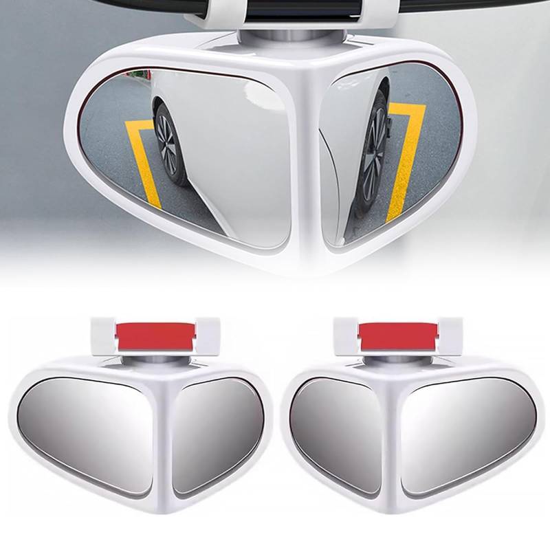 Wjelet 2Pcs 2 in 1 Auto Toter Winkel Spiegel Toter Winkel Spiegel Auto 360 Grad Drehung Weitwinkel Rückspiegel Universal blind spot Zusatzspiegel für PKW SUV LKW Weiß von Wjelet