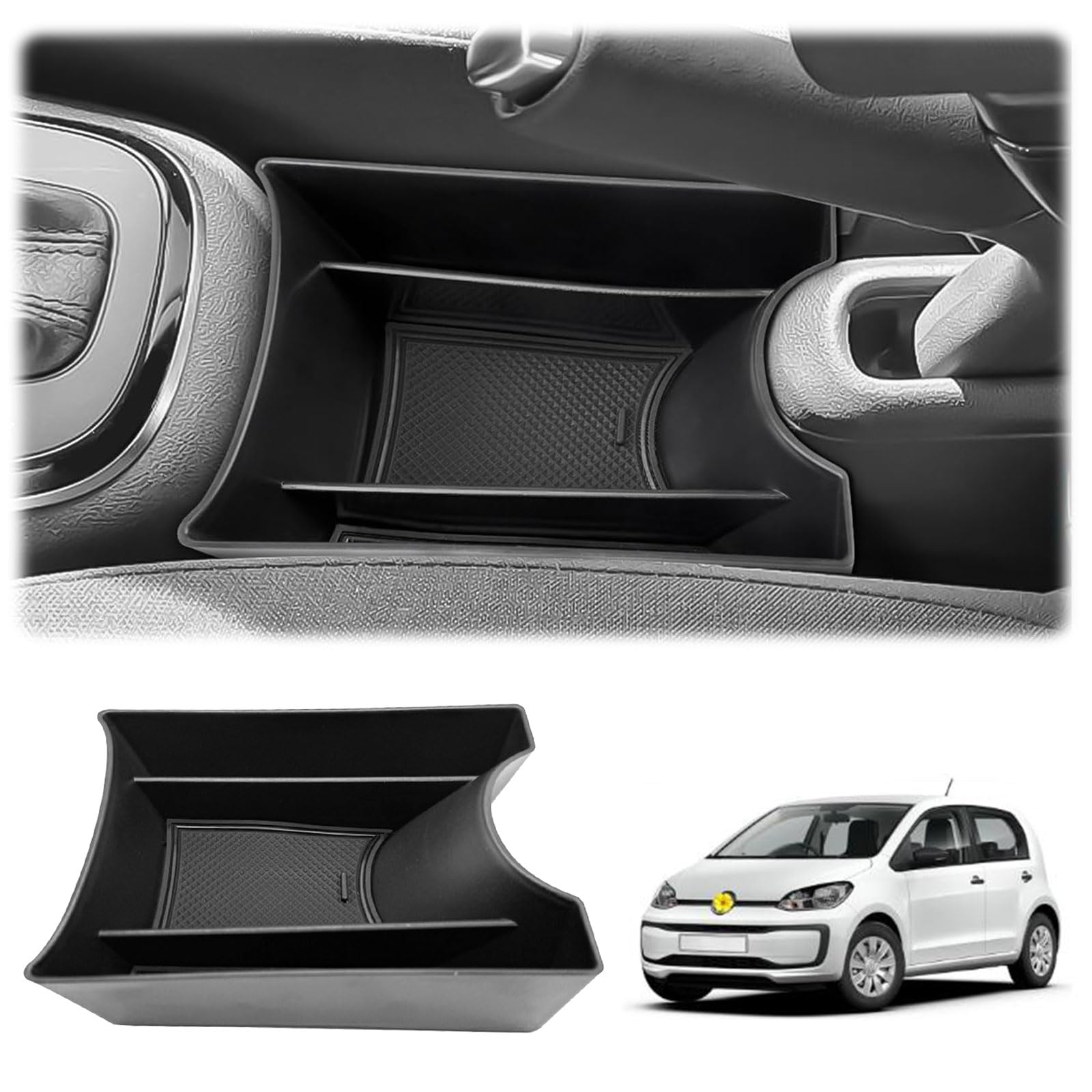 Wjelet Kompatibel mit VW UP GTI/Seat MII/Skoda Citigo Mittelkonsole Aufbewahrungsbox Organizer Seat Console Tray Armlehne Handschuhfach 2013-2023 Zubehör von Wjelet