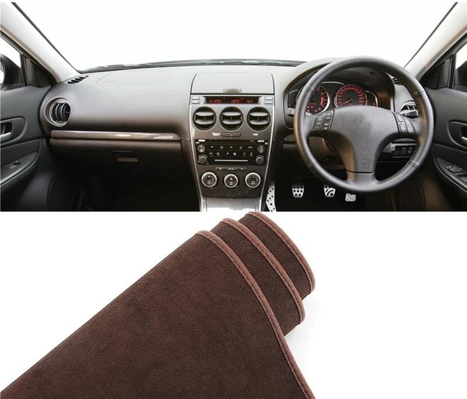 Armaturenbrettabdeckung Auto Armaturenbrett Abdeckung Für Mazda 6 GG 2002 2003 2004 2005 2006 2007 Instrument Schreibtisch Sonnenschutz Matte Dash Pad(B RHD Brown) von Wnfmjqe