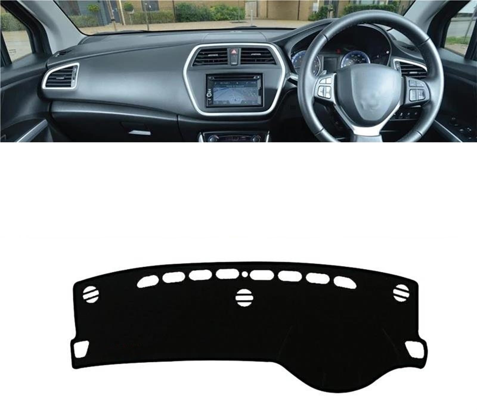 Armaturenbrettabdeckung Auto-Armaturenbrett-Abdeckung Für Suzuki SX4 Für S-Cross Für Scross 2013 2014 2015 2016 2017 2018 2019 2020 Dash Sonnenschutzmatte(A RHD Black Side) von Wnfmjqe