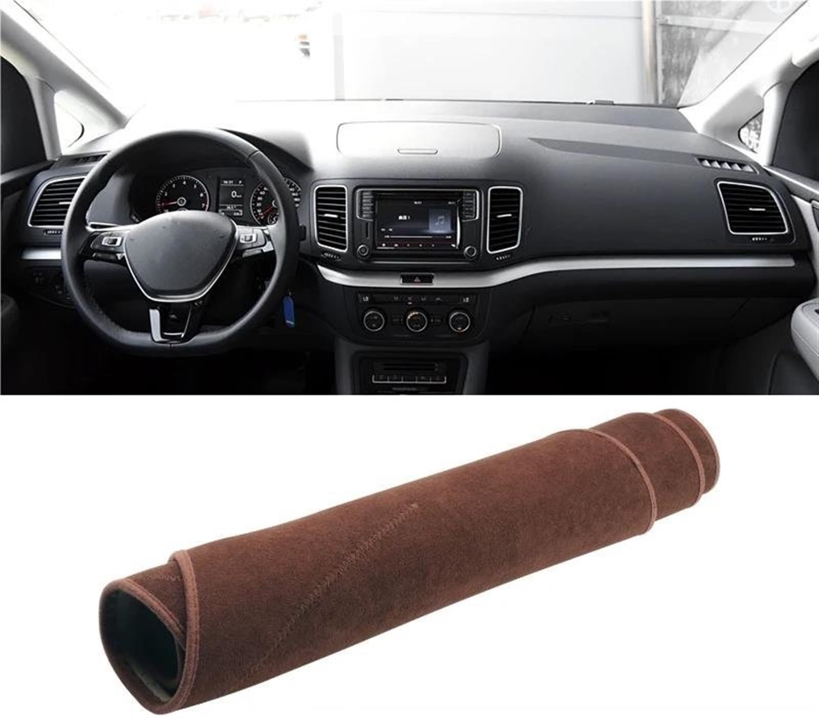 Armaturenbrettabdeckung Auto Armaturenbrett Abdeckung Für VW Für Sharan 7N 2012 2013 2014 2015 2016 2017 2018 2019 Dash Sonnenschutz Matte Pad(B Brown) von Wnfmjqe