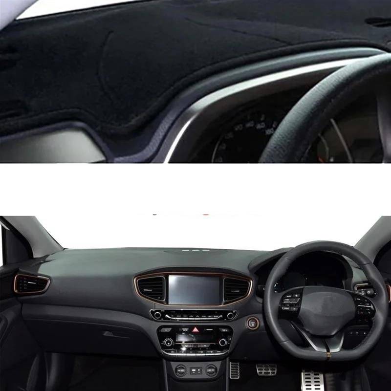 Armaturenbrettabdeckung Auto Dashboard Abdeckung DashMat Teppich Für Hyundai Für IONIQ 2016 2017 2018 2019 Auto Konsole Protector(Black RHD) von Wnfmjqe