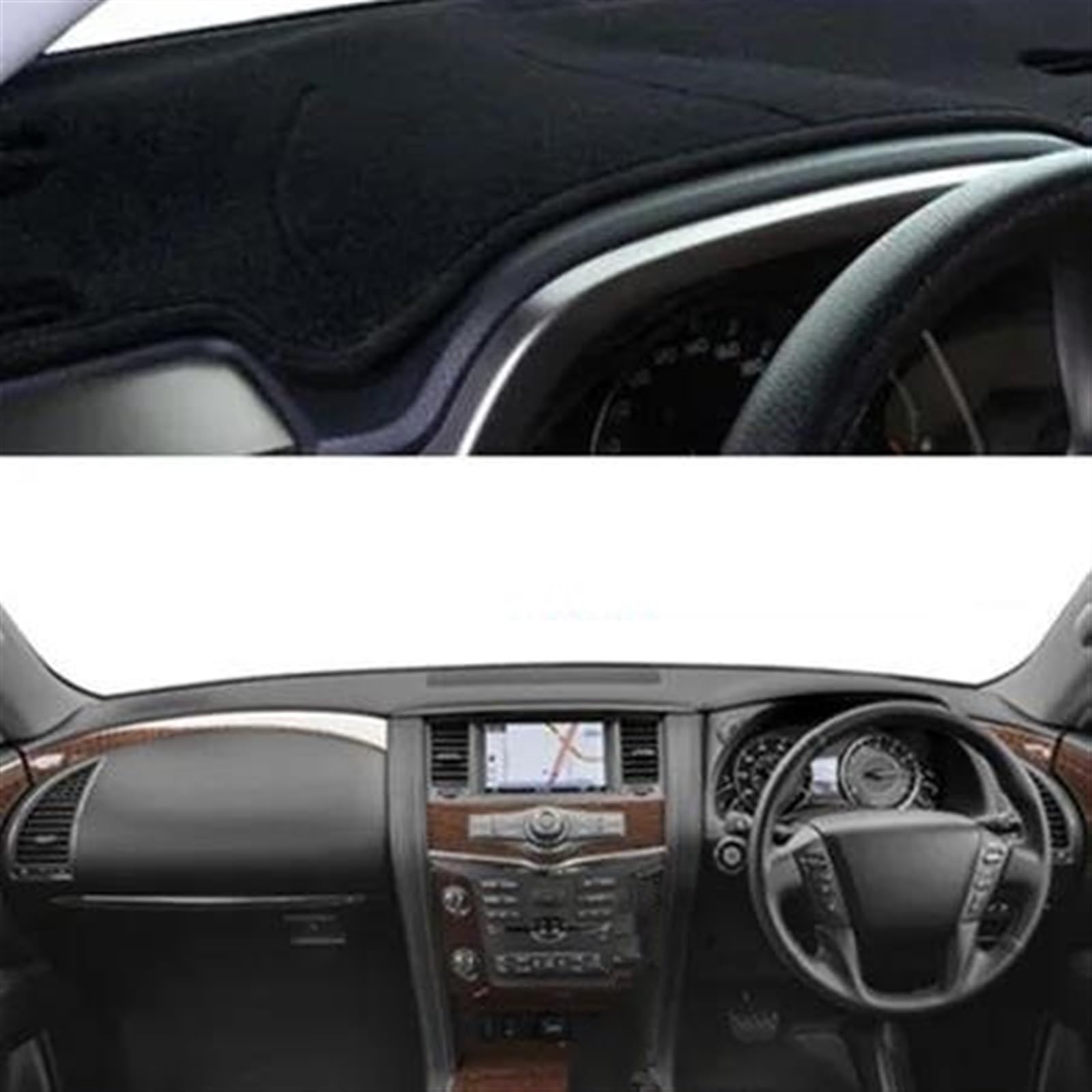 Armaturenbrettabdeckung Auto Dashboard Abdeckung Für Nissan Für Y62 2011 2012 2013 2014 2015 2016 2017 2018 Für Armada 2018 Dashboard Sonne Schatten(Black RHD) von Wnfmjqe