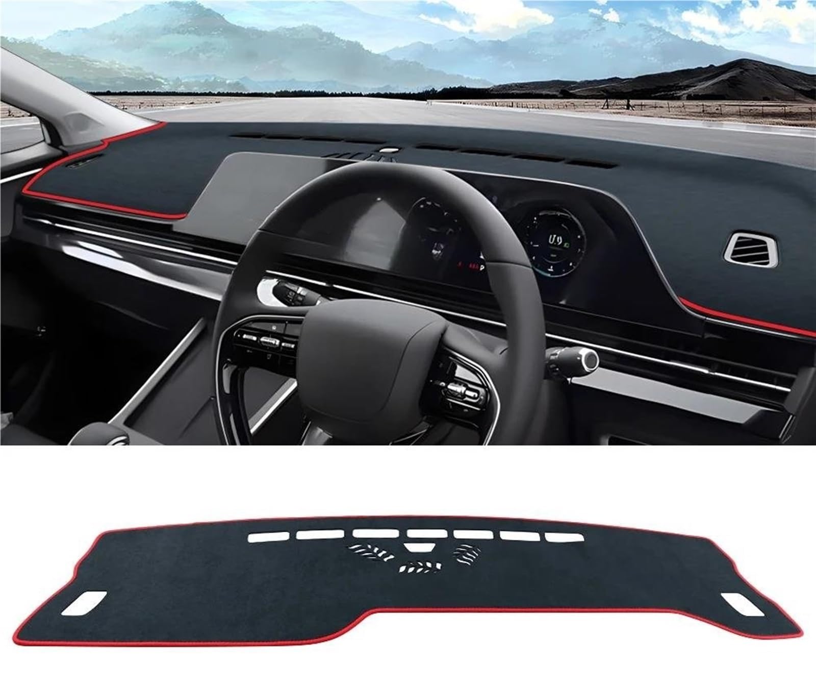 Armaturenbrettabdeckung Für Chery Für Omoda 5 Für C5 2022 2023 2024 Auto-Dashboard-Matte Teppiche Anti-Rutsch-Sonnenschutz-Pad(RHD Black Red) von Wnfmjqe