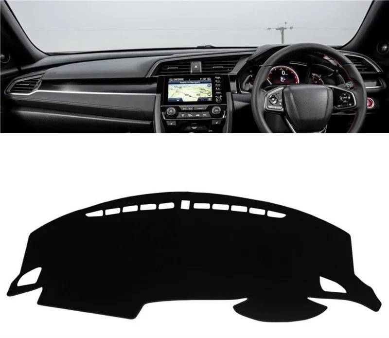 Armaturenbrettabdeckung Für Civic X 10th 2016 2017 2018 2019 2020 Auto Dashboard Sonnenschutz Abdeckung Instrument Panel rutschfeste Pad Zubehör(A Black Side RHD) von Wnfmjqe