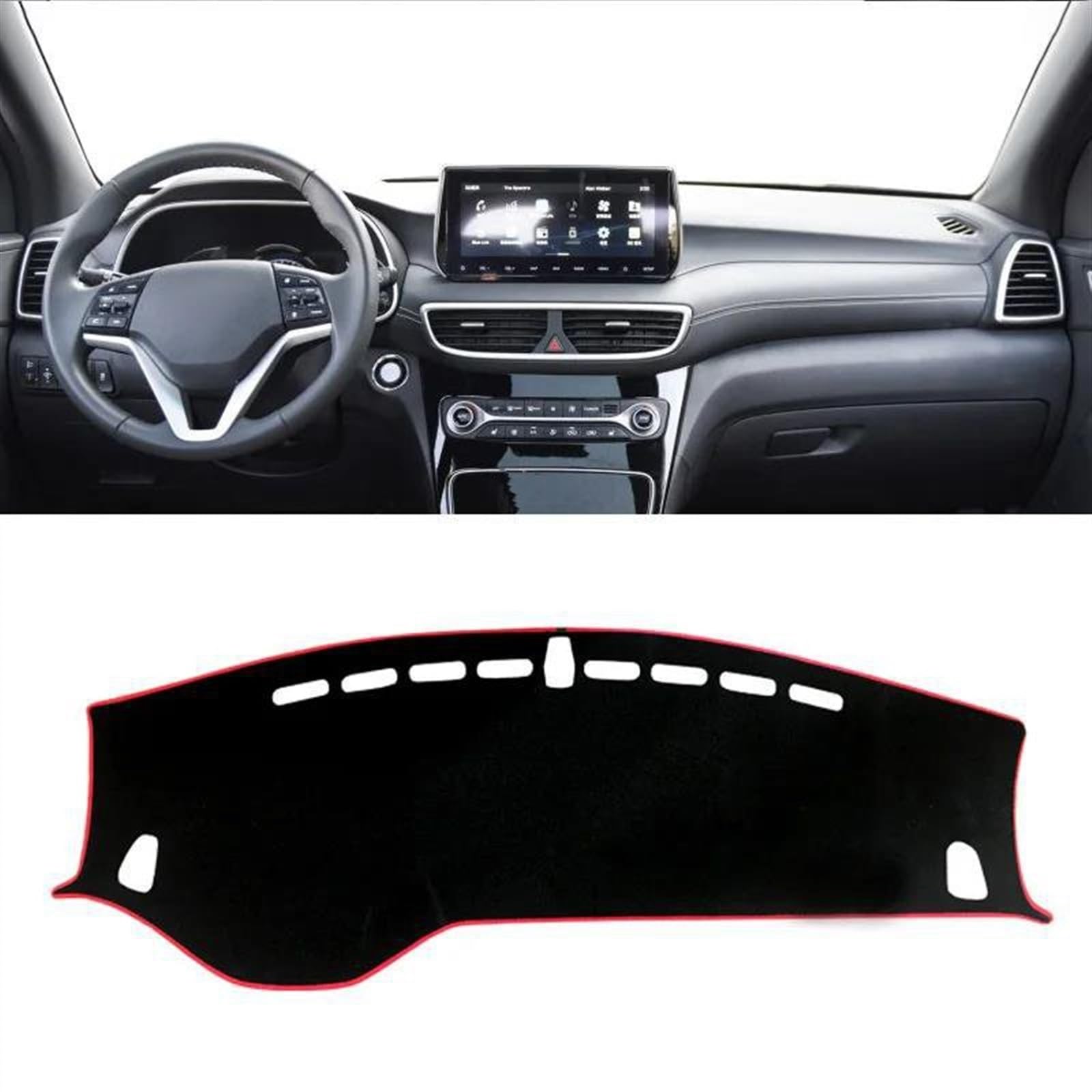 Armaturenbrettabdeckung Für Hyundai Für Tucson 2015 2016 2017 2018 2019 2020 Dashboard Abdeckung Matte Pad Dashmat Dash Sonnenschirm Instrument Teppich(LHD Red 2019-2020) von Wnfmjqe