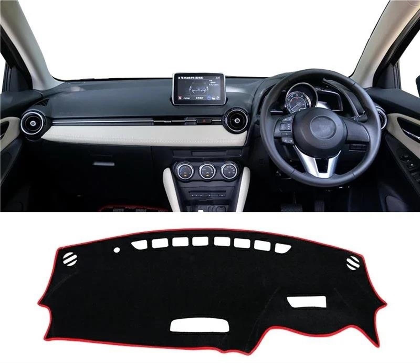 Armaturenbrettabdeckung Für Mazda 2 DJ DL 2015 2016 2017 2018 2019 2020 2021 2022 2023 Auto Dashboard Sonnenschutz Abdeckung Instrument Panel Pad(A Red Side RHD) von Wnfmjqe