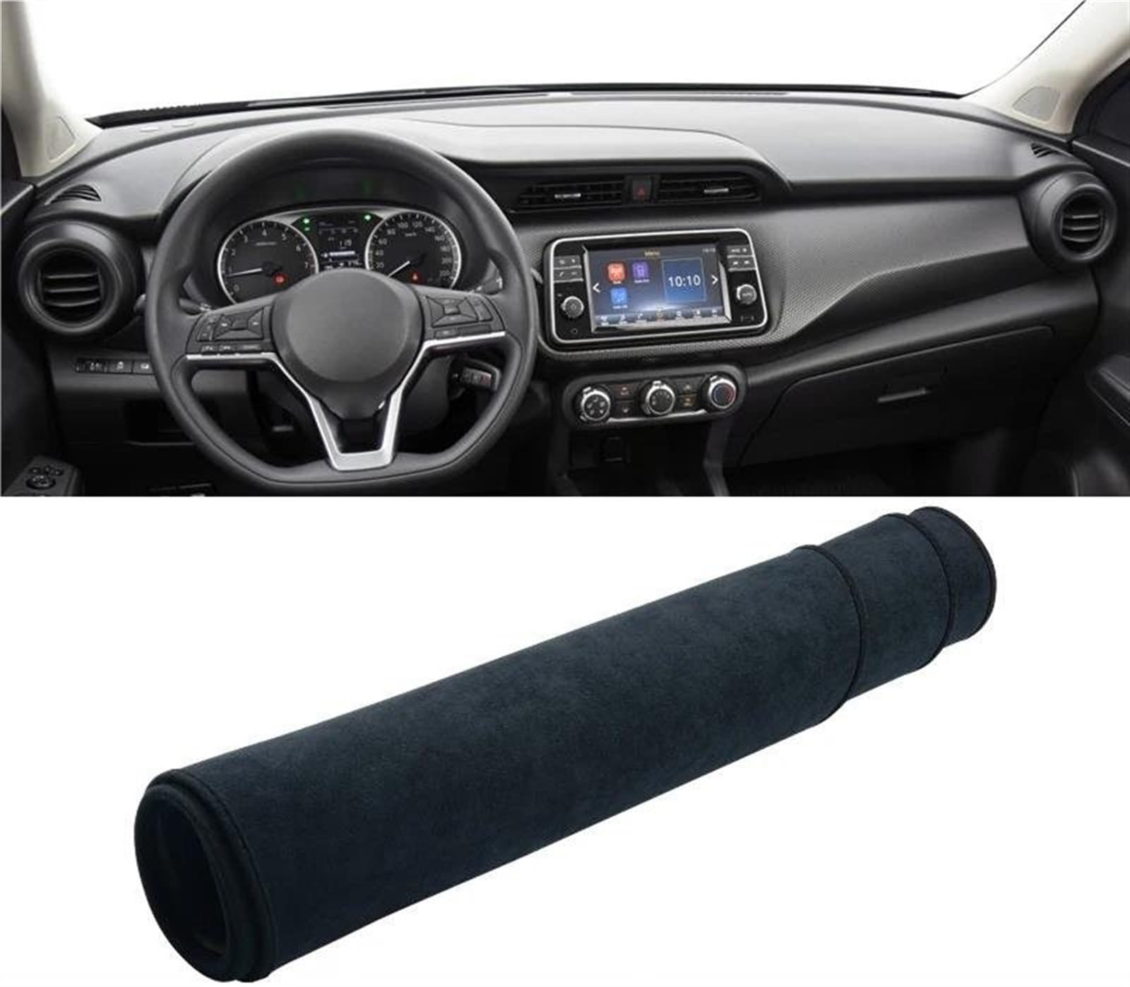 Armaturenbrettabdeckung Für Nissan Für Kicks P15 2016 2017 2018 2019 2020 2021 2022 2023 2024 Auto Dashboard Abdeckung Pad Sonnenschutz Matte Teppiche(B Black LHD) von Wnfmjqe