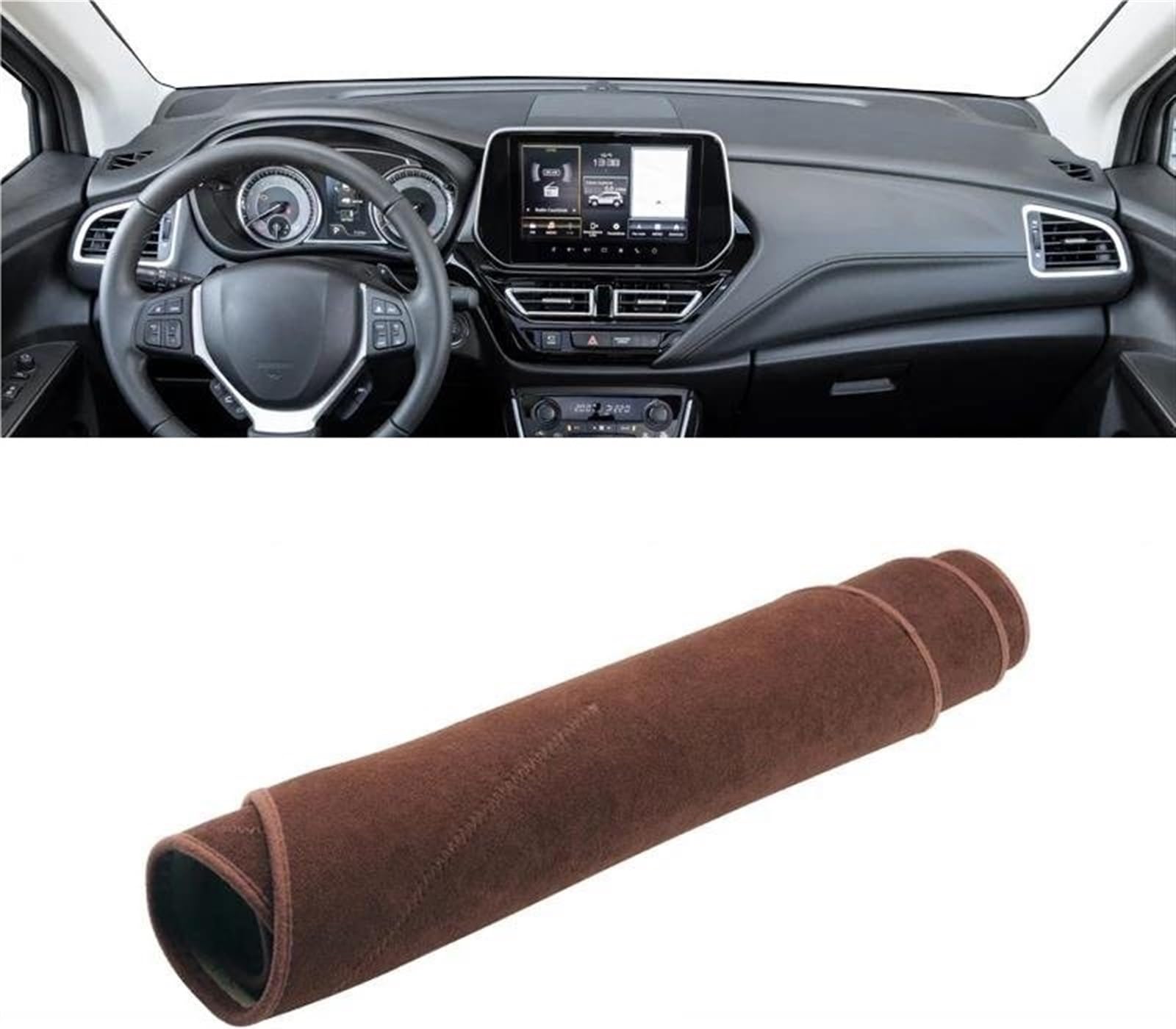 Armaturenbrettabdeckung Für Suzuki SX4 Für S-Cross 2013 2014 2015 2016 2017 2018 2019 2020 Auto Armaturenbrett Matte Sonnenschutz Pad Abdeckung Teppiche(B LHD Brown) von Wnfmjqe