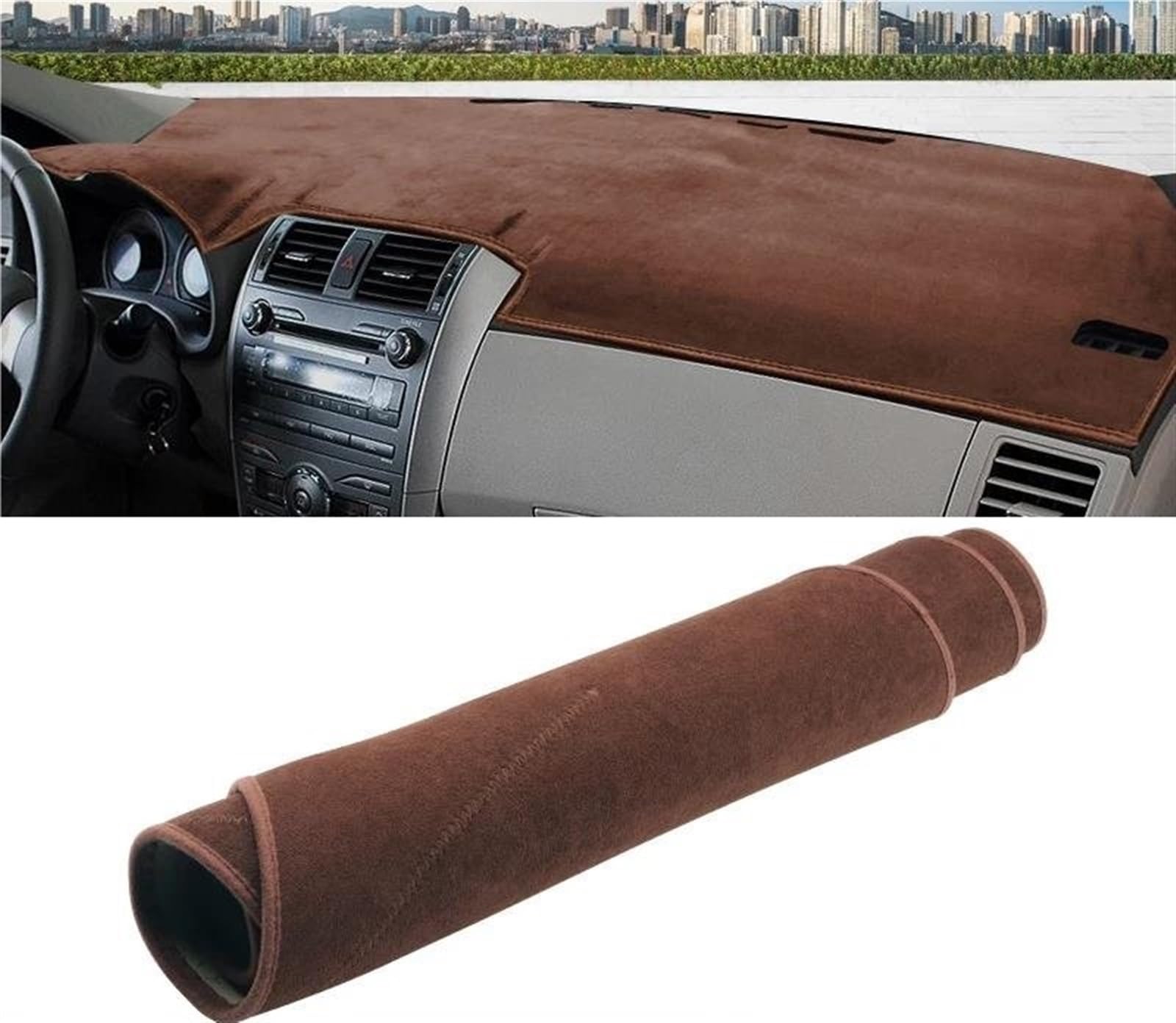 Armaturenbrettabdeckung Für Toyota Für Corolla Für Axio Für Fielder 2007 2008 2009 2010 2011 Auto Armaturenbrettabdeckung Armaturenbrett Sonnenschutz Pad Teppiche(B LHD Brown) von Wnfmjqe