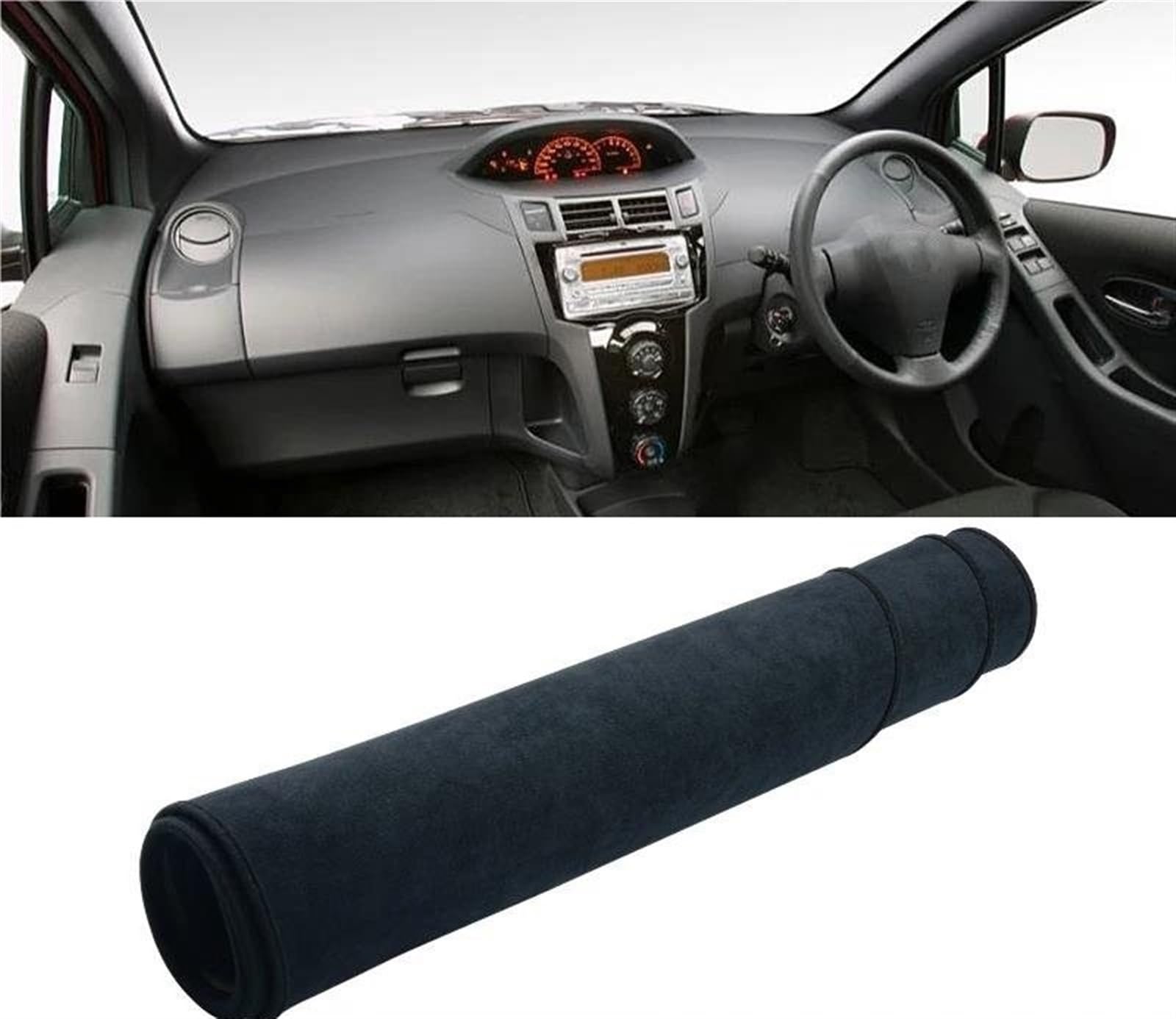 Armaturenbrettabdeckung Für Toyota Für Yaris 2 XP90 Für Vitz 2006 2007 2008 2009 2010 2011 Auto Dashboard Abdeckung Matte Sonnenschutz Pad Teppiche(B RHD Black) von Wnfmjqe