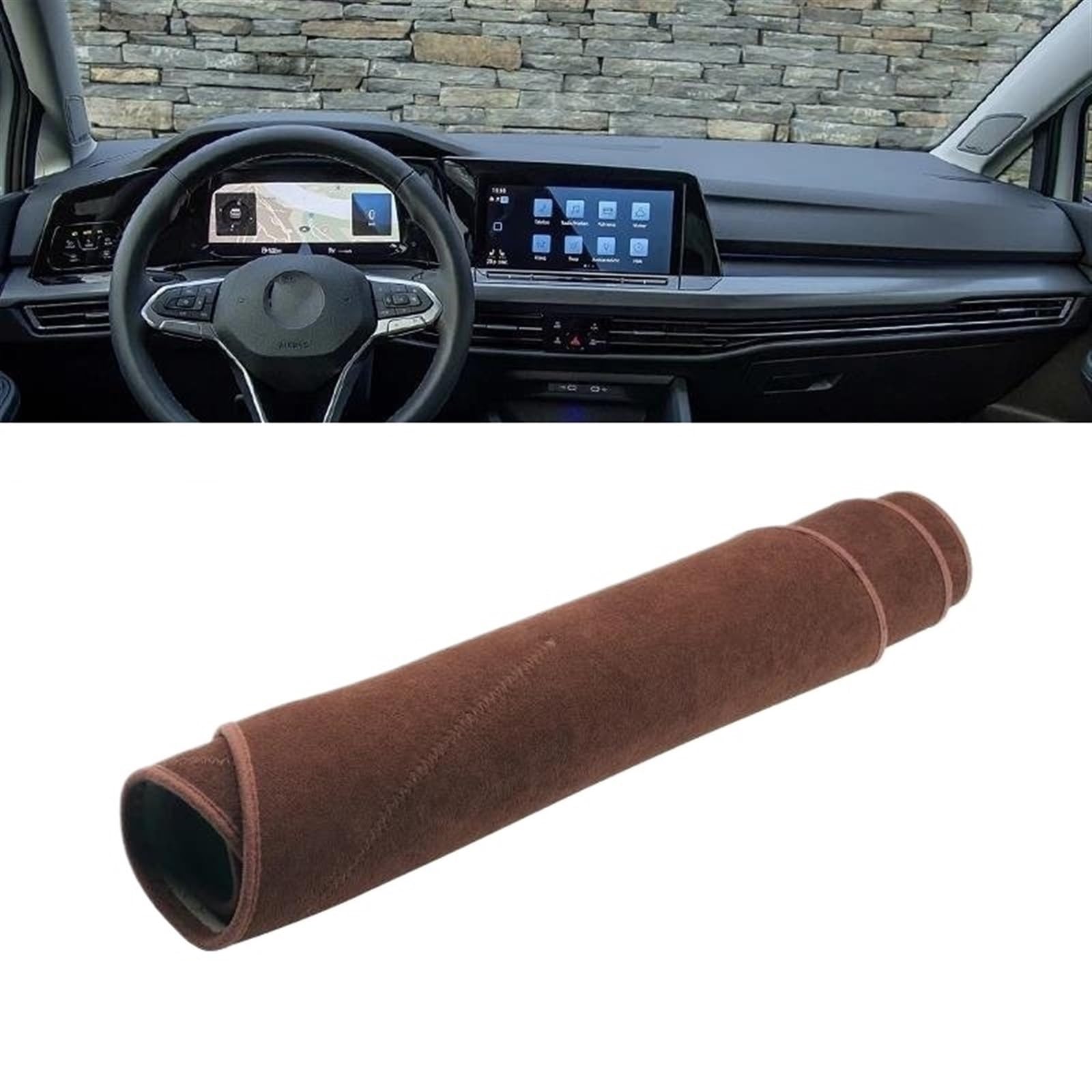 Armaturenbrettabdeckung Für VW Für Golf 8 MK8 2020 2021 2022 2023 Armaturenbrettabdeckung Vermeiden Sie Lichtpad Sonnenschutz Anti-UV-Teppiche Matte(B Brown LHD) von Wnfmjqe