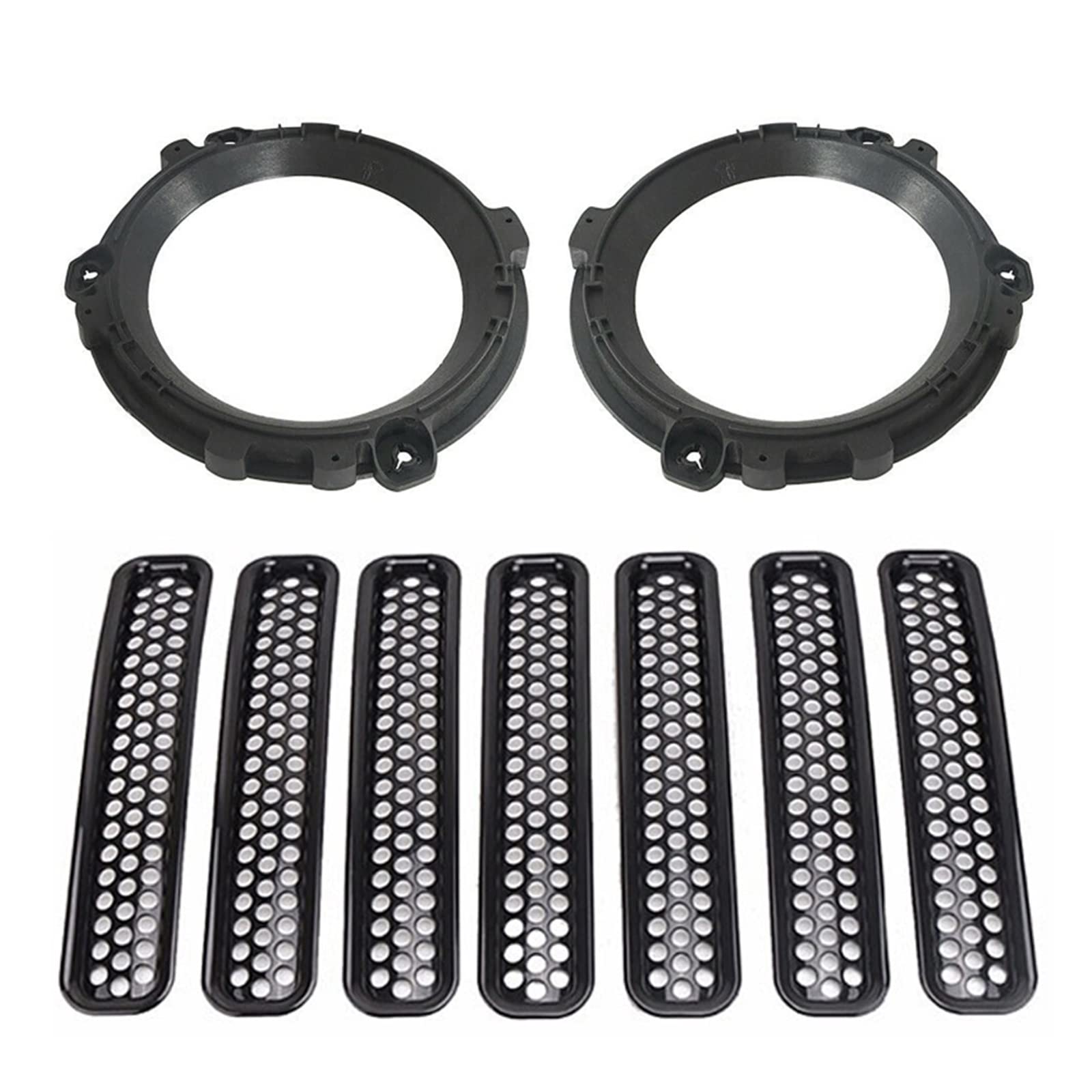 Auto Frontgrill Auto Kühlergrill 2/7/9 Stücke Auto Vorne Mitte Net Grille Trim Ring Rahmen Für Jeep Für Wrangler TJ 1997 1998 1999 2000 2001 2002 2003 2004 2005 2006(9pcs) von Wnfmjqe