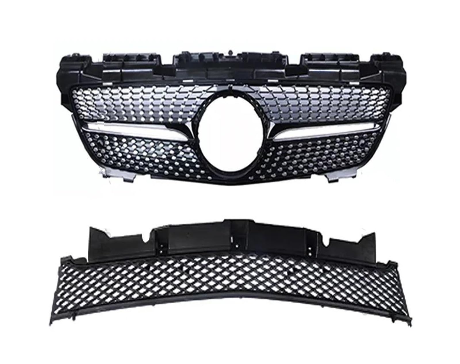 Auto Frontgrill Auto Kühlergrill Für Benz Für SLK R172 2011 2012 2013 2014 2015 Body Kit Teil Fronthaube Kühlergrill Racing Stoßstange Grillgitter Diamant GT Style(Diamond Black) von Wnfmjqe