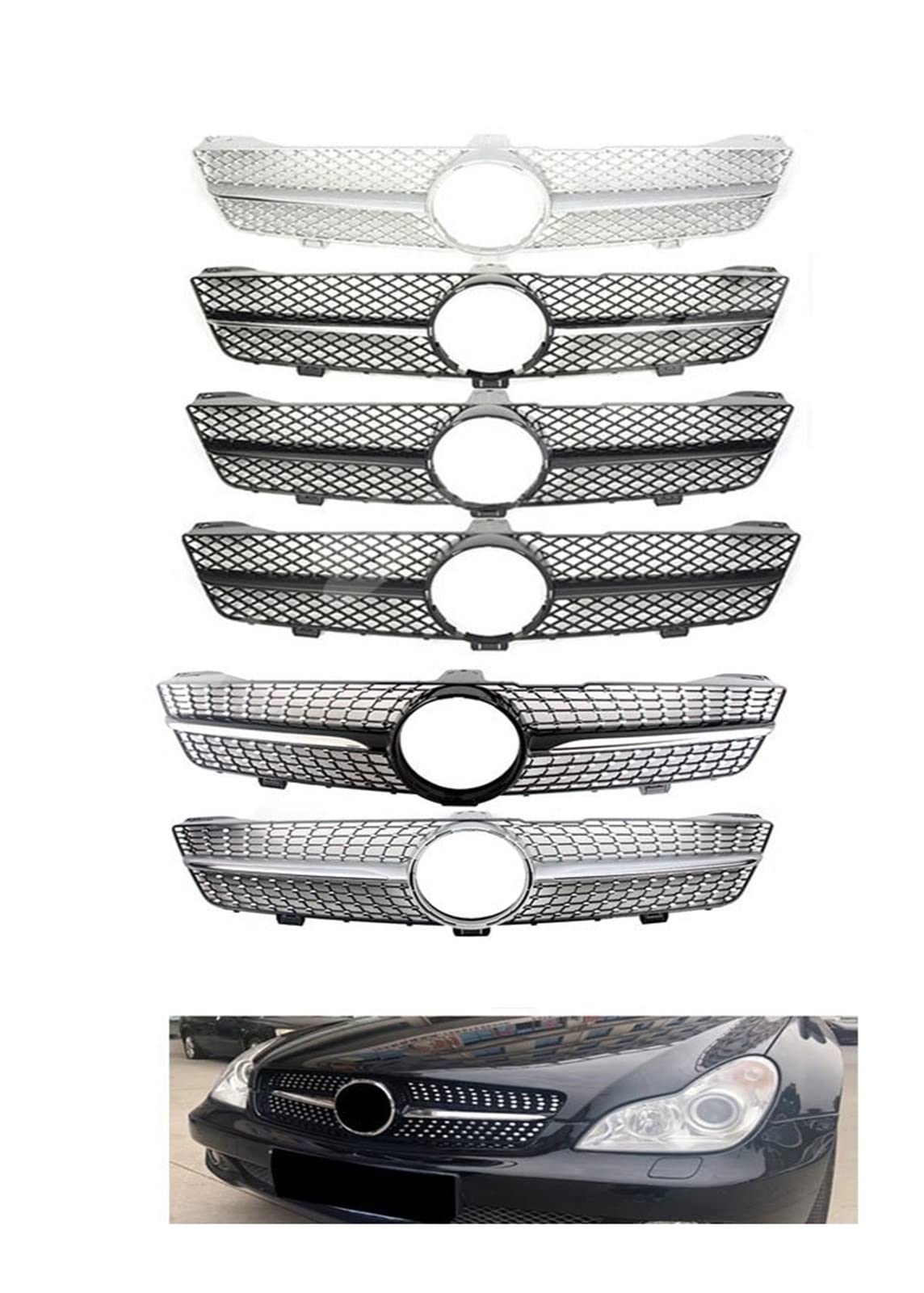 Auto Frontgrill Auto Kühlergrill Oberer Stoßstangengrill Kühlergrill Für Benz W219 Für CLS-Klasse 2008 2009 2010 Front-Racing-Facelift-Grill(C) von Wnfmjqe