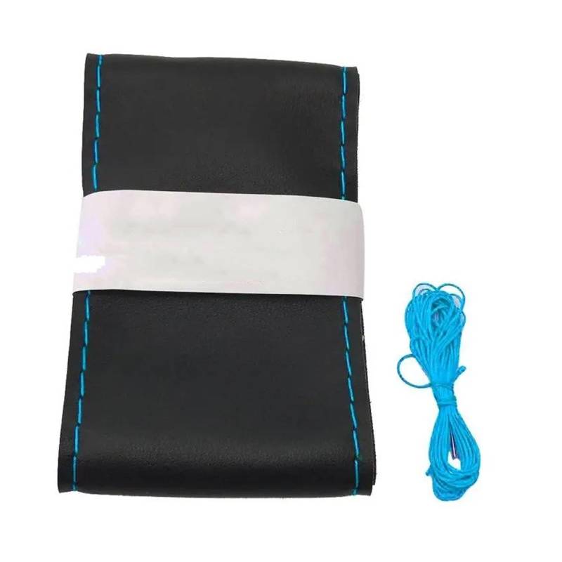 Auto-Innentürgriff Auto Lenkrad Geflecht Abdeckung Für 36/38/40 cm Textur Weiche Künstliche Leder Auto Abdeckungen Suite Mit Nadeln Und Faden Autoinnenraumtürgriff(40cm Black Blue) von Wnfmjqe