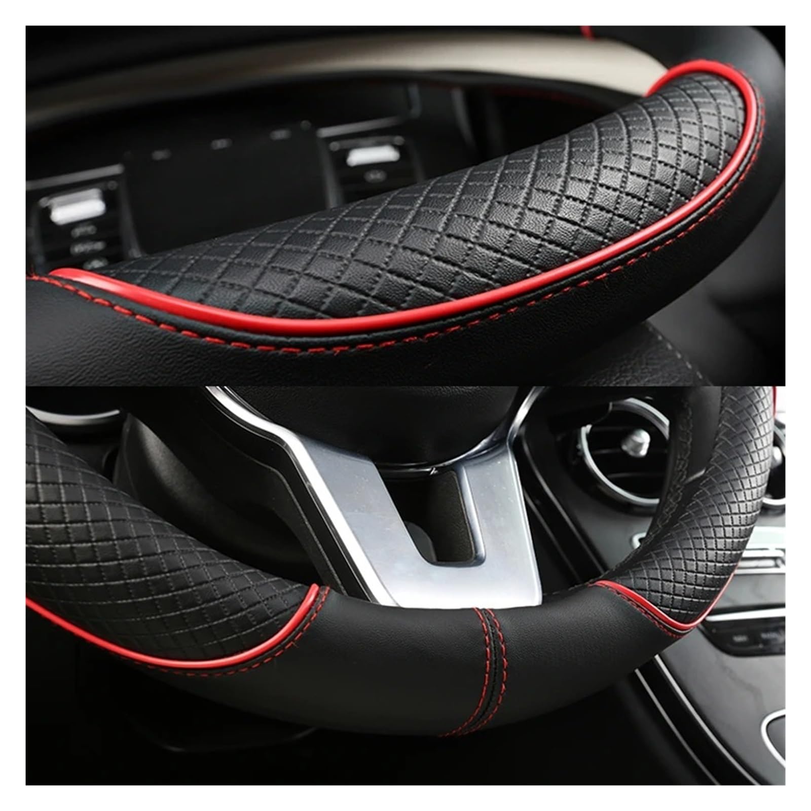 Auto-Innentürgriff Carbon Faser Leder D Form Auto Lenkrad Abdeckung Für Suzuki Für Swift Für Dzire 2017 2018 2019 2020 2021 2022 2023 Auto Zubehör Autoinnenraumtürgriff(Rot) von Wnfmjqe