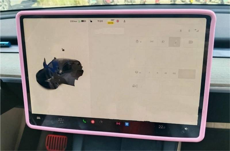 Displayschutzfolie Displayschutzfolie Silikonrahmen Displayrand Karosserieabdeckung Zentralsteuerung Zubehör Für Tesla Für Modell 3 Y 2024 2023 2022 Navigation Displayschutz(Rosa) von Wnfmjqe