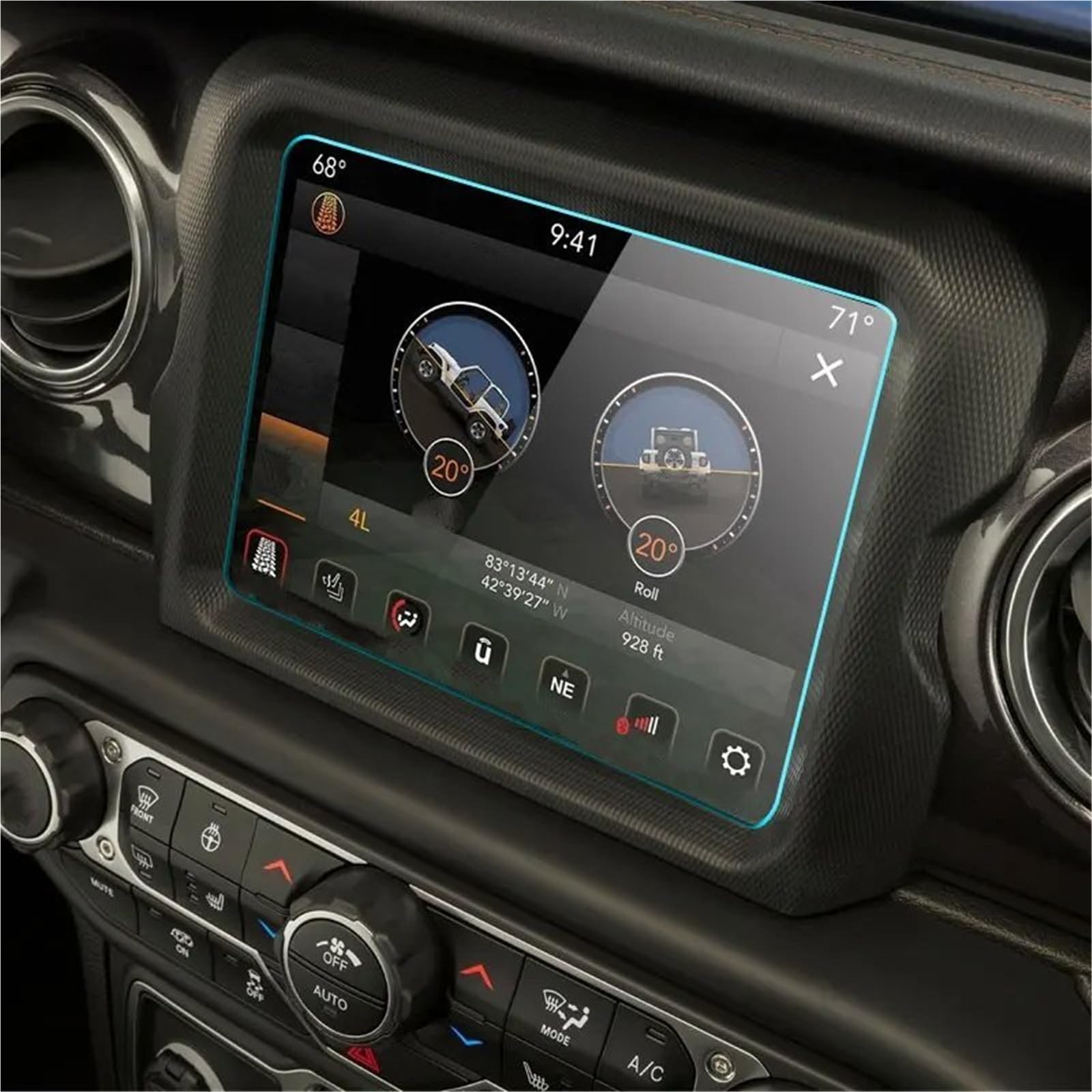 Displayschutzfolie Gehärteter Glasfilm Für Jeep Für Wrangler JL Für Gladiator JT 2018-2023 8,4-Zoll-Autonavigations-Touchscreen-Schutz Navigation Displayschutz von Wnfmjqe