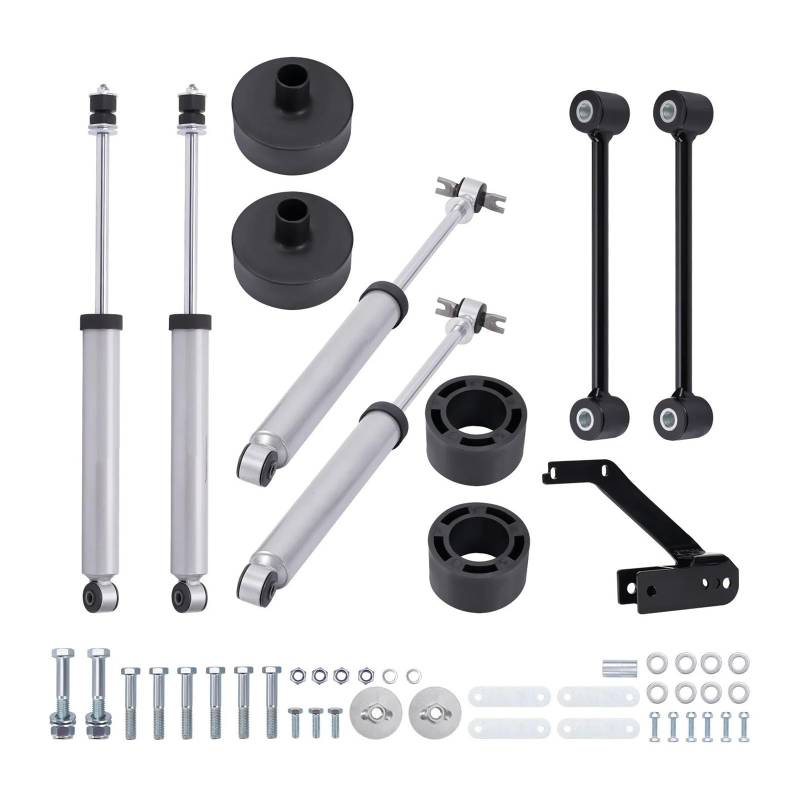 Federbein 2,5-Zoll-Suspensions-Lift-Kit Für Jeep Für Wrangler Für JK 2007 2008 2009 2010 2011 2012 2013 2014 2015 2016 2017 2018 Mit Stoßdämpfern Auflaufdämpfer von Wnfmjqe