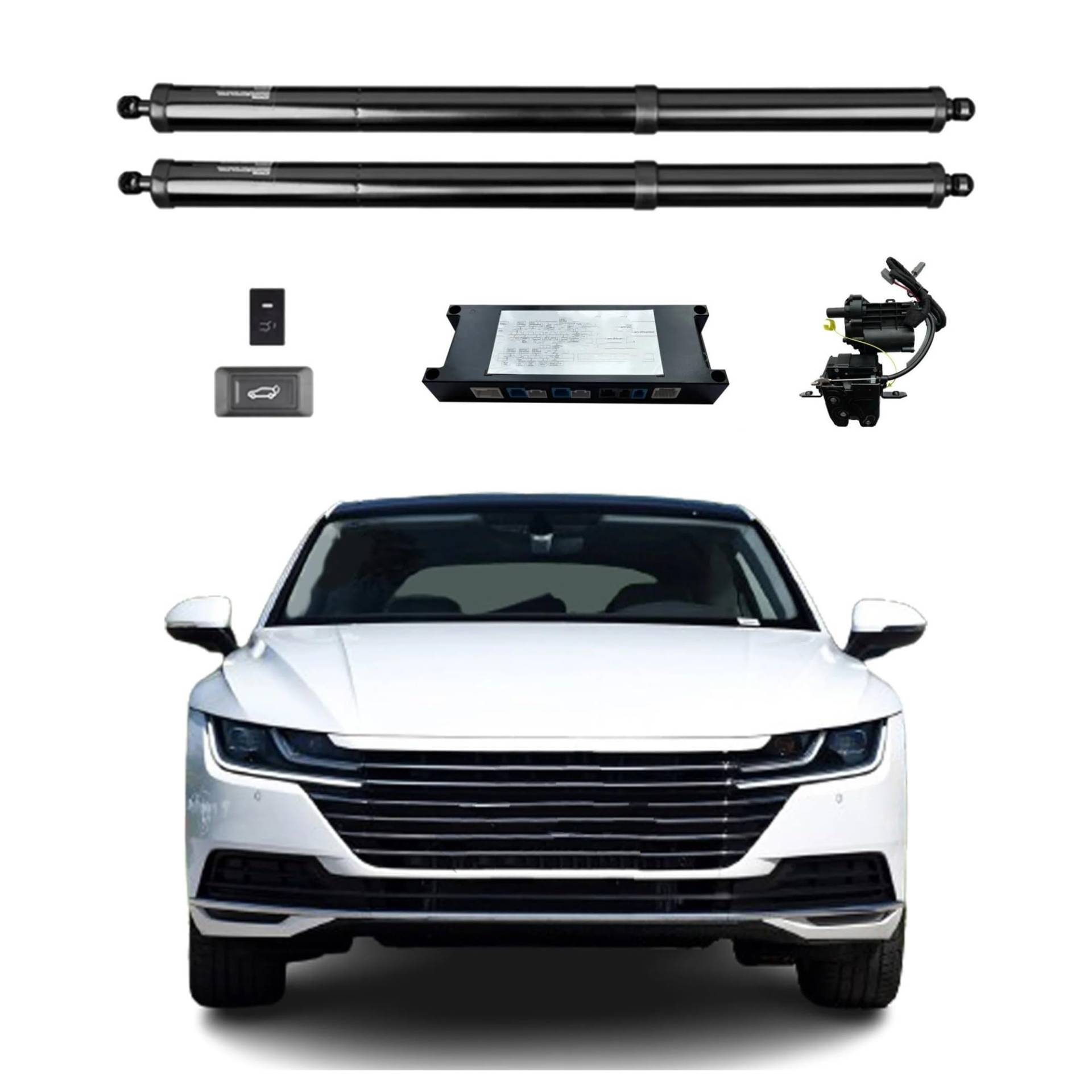 Federbein Elektrische Heckklappe Power Hintertür Heckklappe Heckklappe Auto Boot Trunk Strut Shock LiftRod Antrieb Für VW Für Arteon 2018 + Auflaufdämpfer(with Kick Sensor) von Wnfmjqe