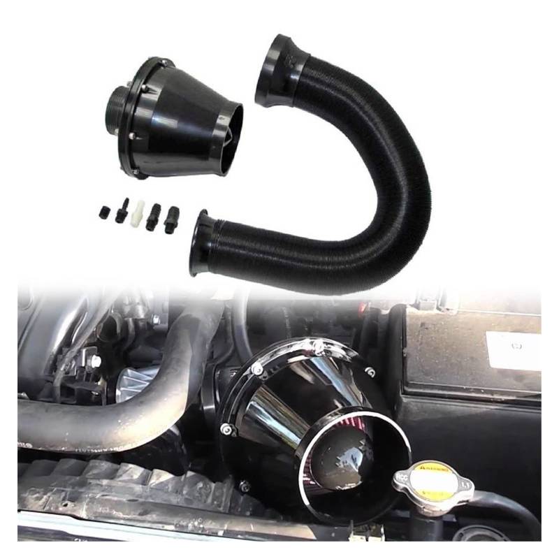 Lufteinlassschlauch Auto Ansaugrohr 3 Zoll 76 Mm Luftfilter Pilzkopf Air Power Intake Faltenbalg Filter Auto SUV High Flow Kaltlufteinlass Reiniger Trim(Schwarz) von Wnfmjqe