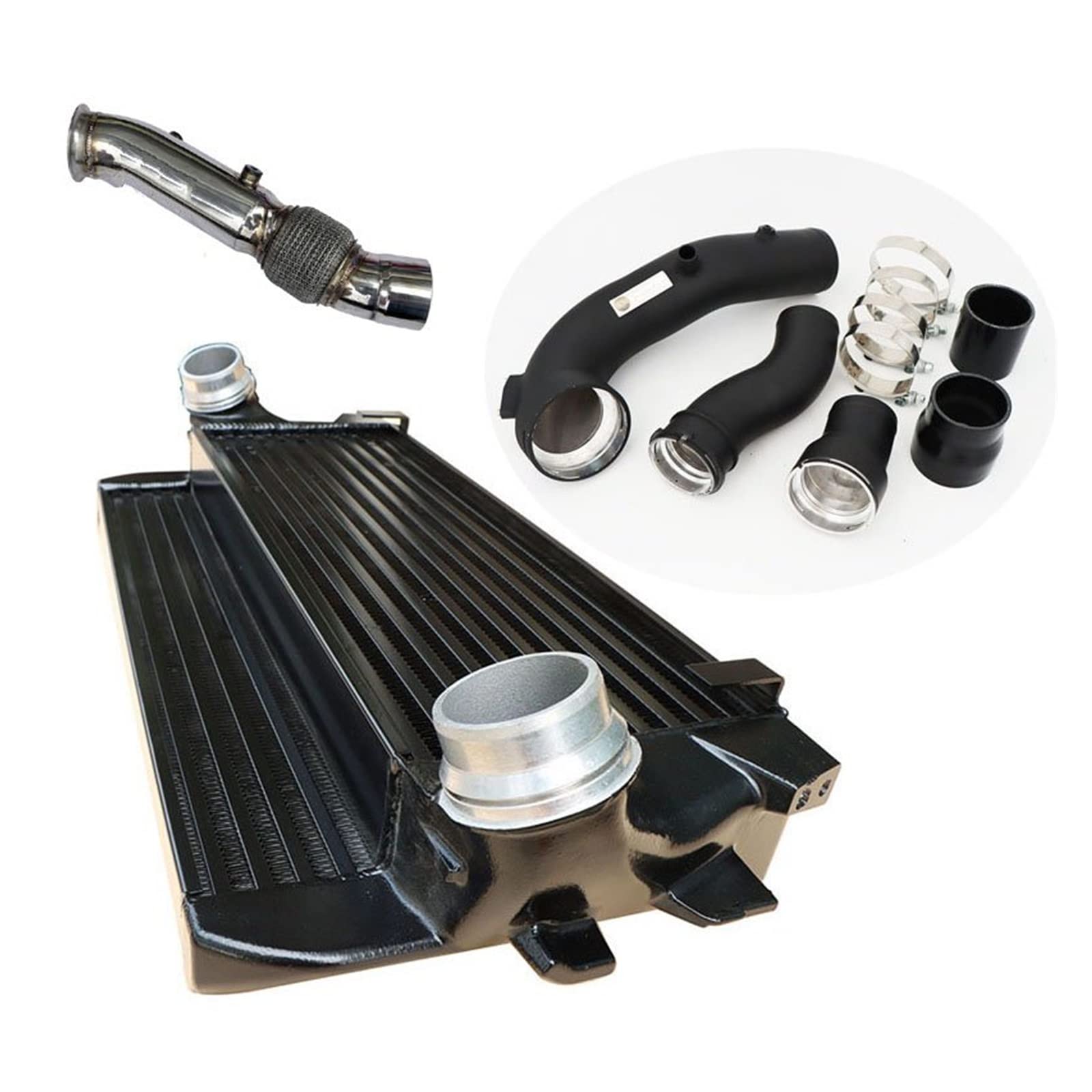 Lufteinlassschlauch Auto Ansaugrohr Für N55 535i 640i F10 F12 F13 Ladeluftkühler Chargepipe Kit Downpipe(445-0117-HP021 Black) von Wnfmjqe