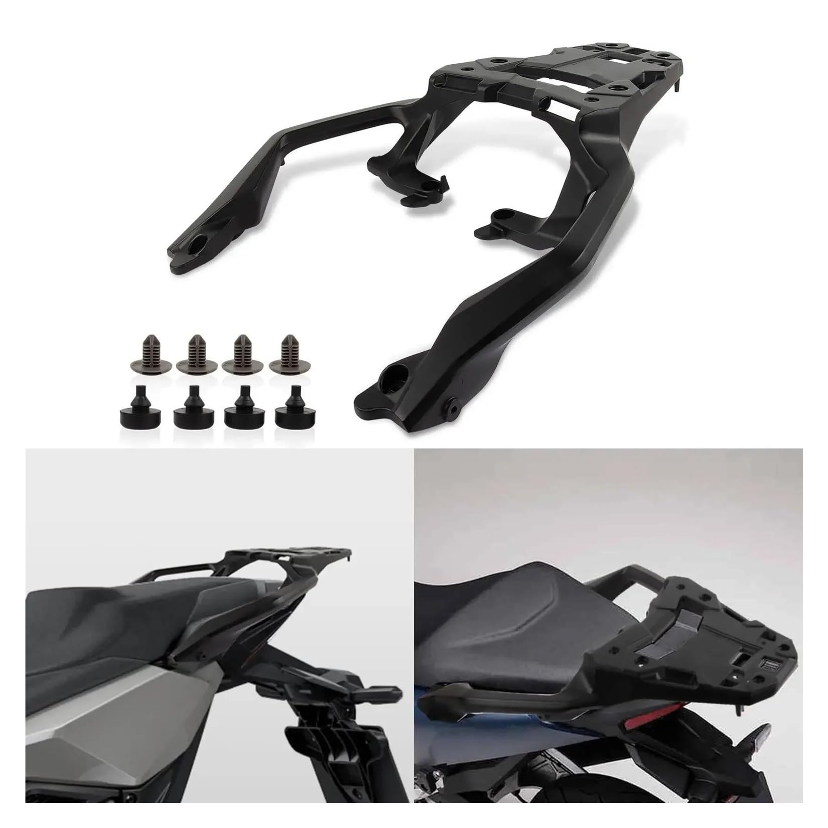 Motorrad-Heckgepäck Hinten Gepäck Rack Rahmen Abdeckung Gepäck Träger Halter Regal Für XADV 750 Für Forza 750 NC 750 2021 2022 2023 2024 Motorrad Zubehör Hinterradgepäckträger(Schwarz) von Wnfmjqe