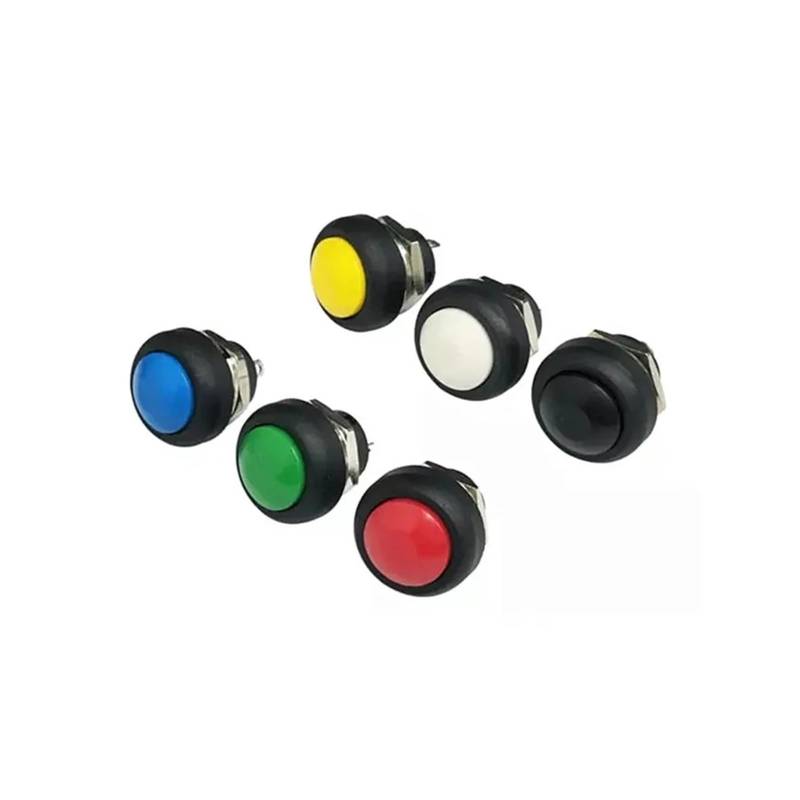 Steuerung Taste Schalter 1 Stücke 2Pin Mini Schalter 12mm 1A Wasserdichter Schalter Für Pbs33b 12v Momentary Push Button Switch Reset Nicht-verriegelnd Für Pbs-33b Fensterheber Schalter(Color mixing 7 von Wnfmjqe