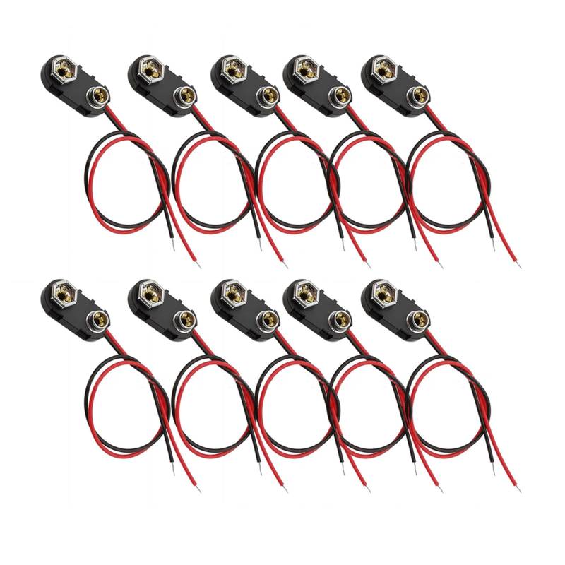 10pcs 9V Batterieanschluss Mit 15 Cm Blei Batterie Schnappanschluss 9 Batteriehalter Für Verbindungskabel LED Streifen von Woedpez