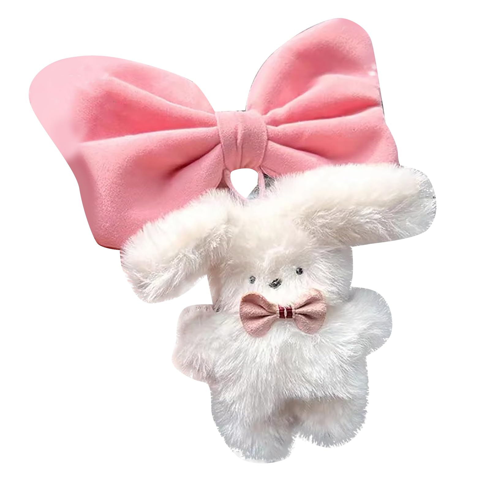 Woedpez Hängende PlushBunny Dekoration Rückspiegel Niedliche Schleife Kaninchen Ornament Auto Innenzubehör Dekorativer Anhänger von Woedpez