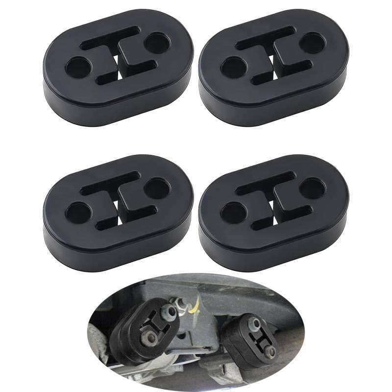 4 Stücke Auto Auspuffhalter,Auto Auspuff Aufhänger, Auto Gummi Auspuff, Universal Auto Gummi Auspuff Halterung für alle Fahrzeuge geeignet,2 Holes 12mm- Schwarz von Wohlstand