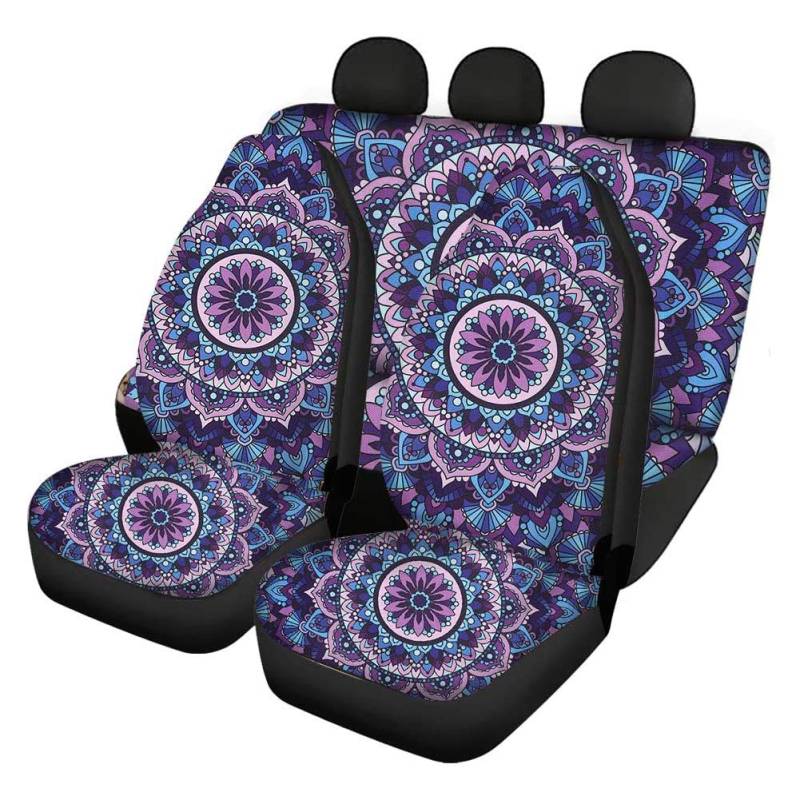 Woisttop Auto-Vordersitzbezüge, Mandala-Blumenmuster, komplettes Set, staubdicht, für Haustiere, Hunde, Autozubehör, universelle Passform von Woisttop