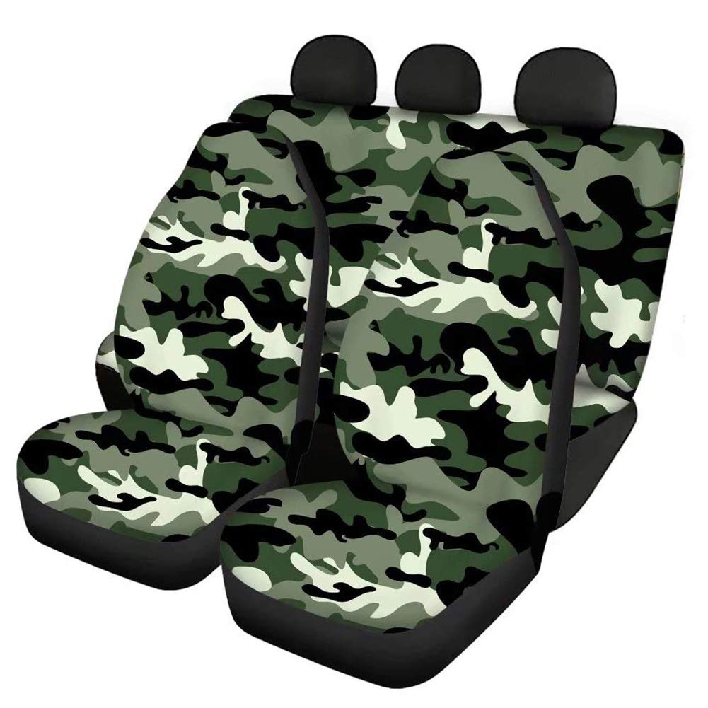 Woisttop Camouflage Autositzbezüge + Rücksitzbezug + Rücksitzbezug + Rücksitzbank Autositzbezüge Komplettes Set von 4 Stück Autozubehör, Universal Fit von Woisttop