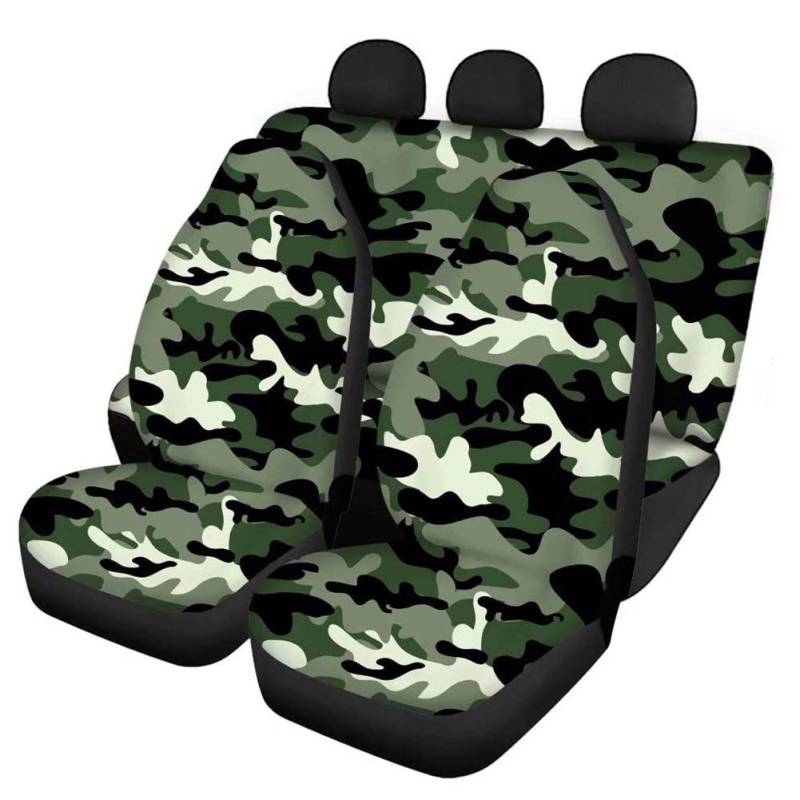 Woisttop Camouflage Autositzbezüge + Rücksitzbezug + Rücksitzbezug + Rücksitzbank Autositzbezüge Komplettes Set von 4 Stück Autozubehör, Universal Fit von Woisttop