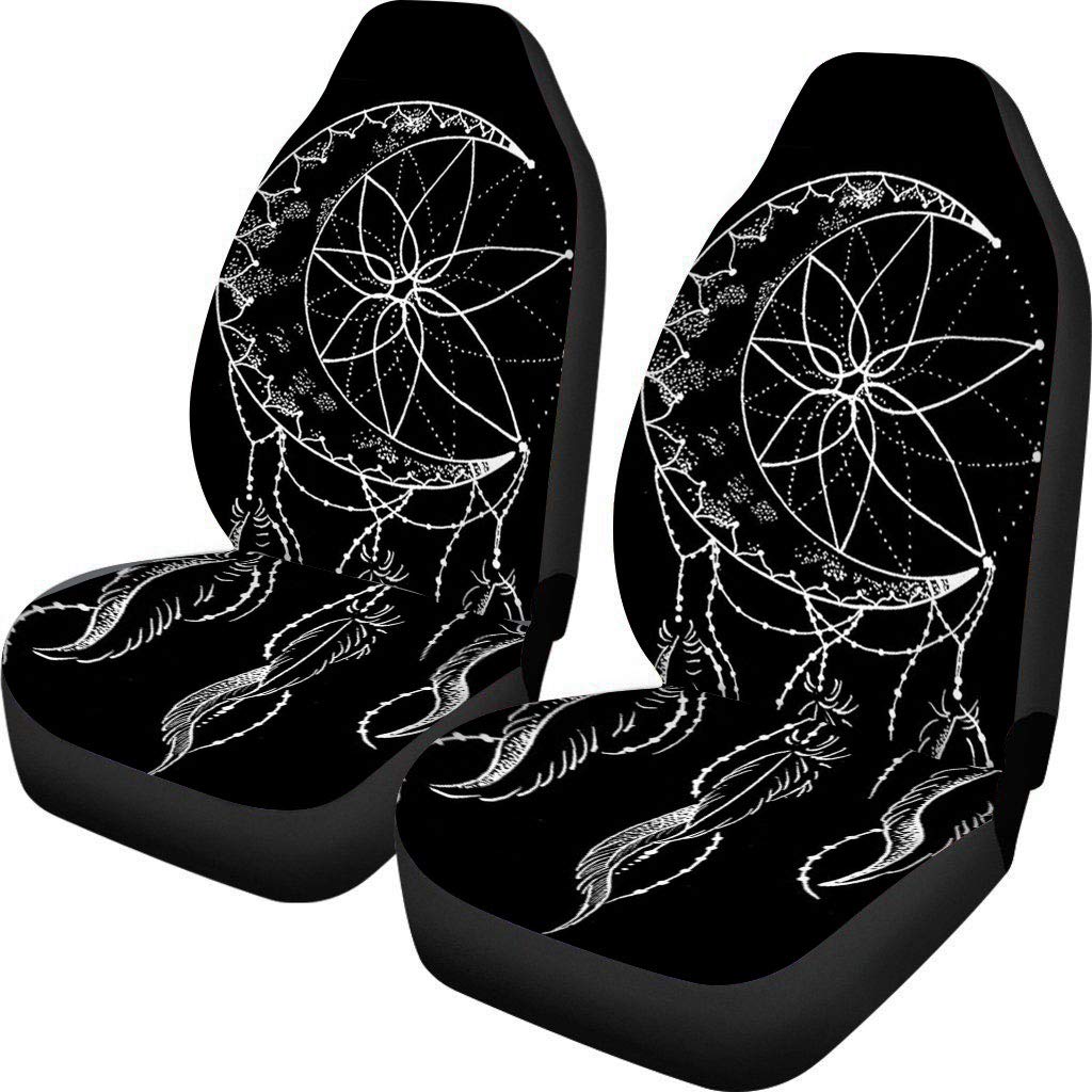 Woisttop Moon Dream Catcher Muster Autositzbezüge Set von 2 Vordersitzbezügen Stretch Sitzbezügen Schoner Universal passend für die meisten Autos, Limousinen, SUVs, Vans, LKWs von Woisttop