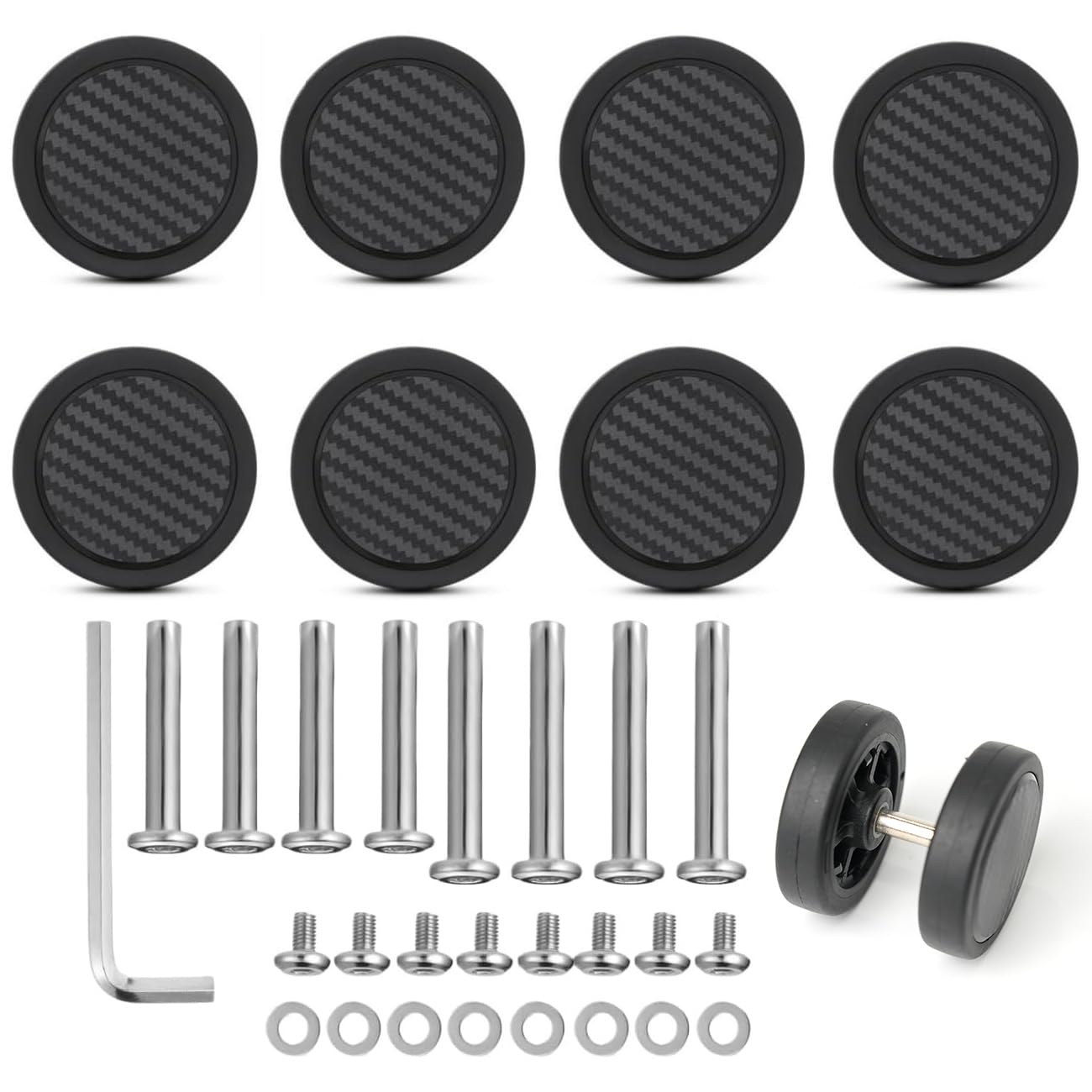 Ersatz-Set für Gepäckrollen, 50 mm x 12 mm, Ersatzrollen, 360° Lenkrollen, abnehmbare Gepäckräder, Reparatur-Set für Trolley, Tasche, Reisebox von Wokyo