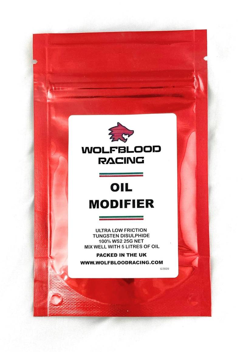 Wolfblood Racing Ölmodifikator Reibungsreduzierer, Pulver-Additiv, 25 g Packung, behandelt 5 Liter Motor- oder Getriebeöl von Wolfblood Racing